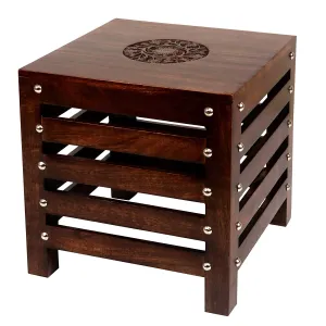 ART AND CRAFT INDIA Wooden Stool for Living Room | Side Stool | Table for Bedroom | Stool for- Dressing Table, Bedside, Home, Office, Balcony | Bar Stool | Side Stool | Coffee Table