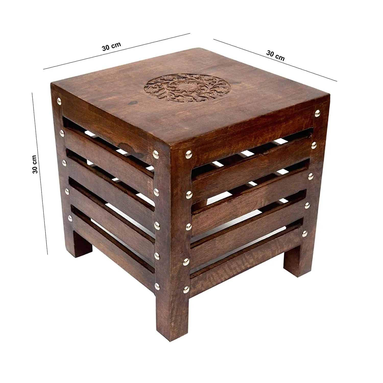 ART AND CRAFT INDIA Wooden Stool for Living Room | Side Stool | Table for Bedroom | Stool for- Dressing Table, Bedside, Home, Office, Balcony | Bar Stool | Side Stool | Coffee Table