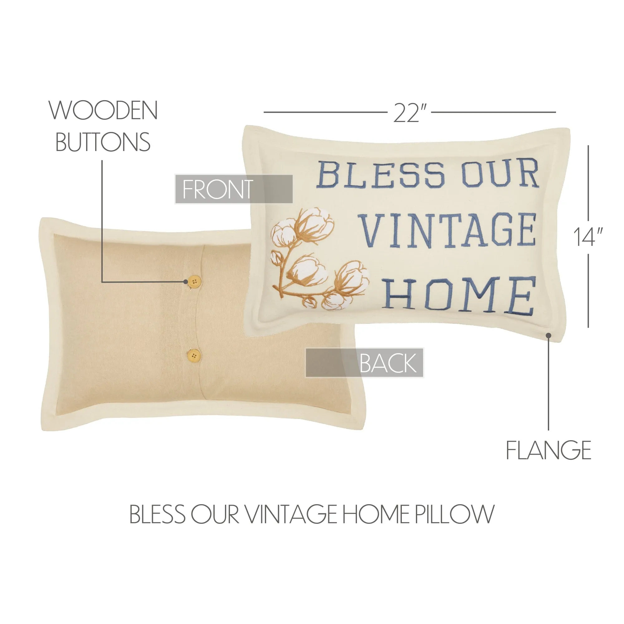 Ashmont Bless Our Vintage Home Pillow 14x22