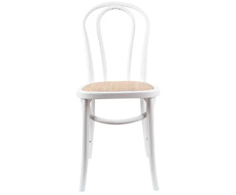 Azalea Arched Back Dining Chair 8 Set Solid Elm Timber Wood Rattan Seat - White