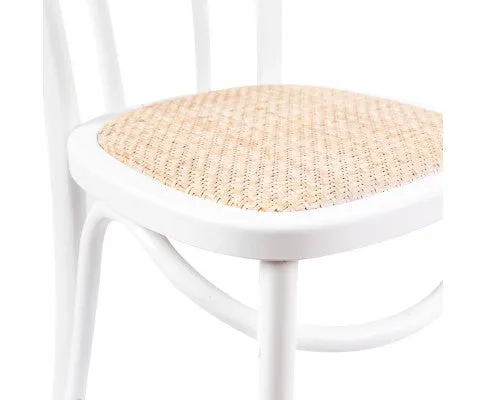 Azalea Arched Back Dining Chair 8 Set Solid Elm Timber Wood Rattan Seat - White
