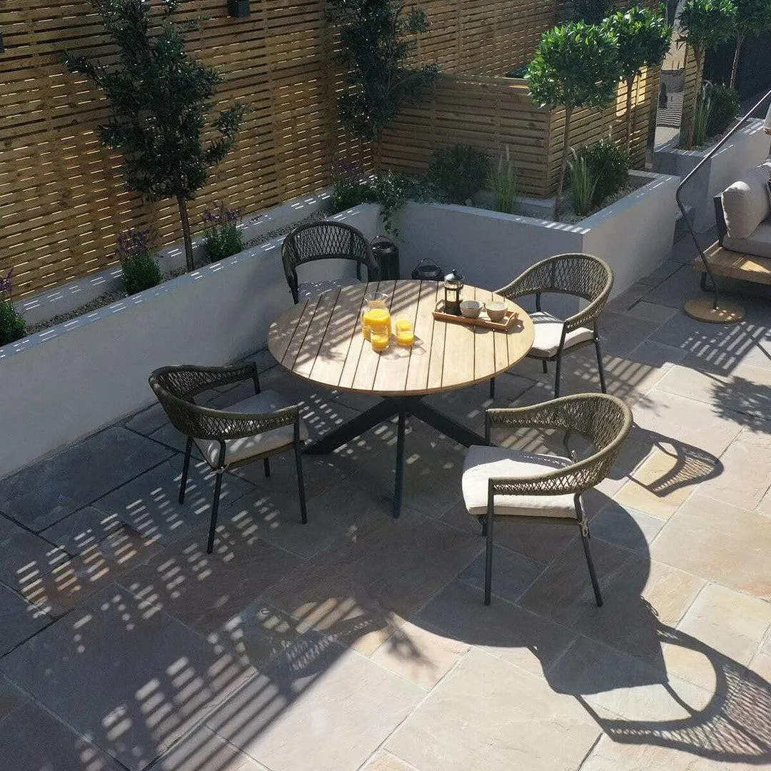 Bali Rope Weave 4 Seat Round Outdoor Dining Set
