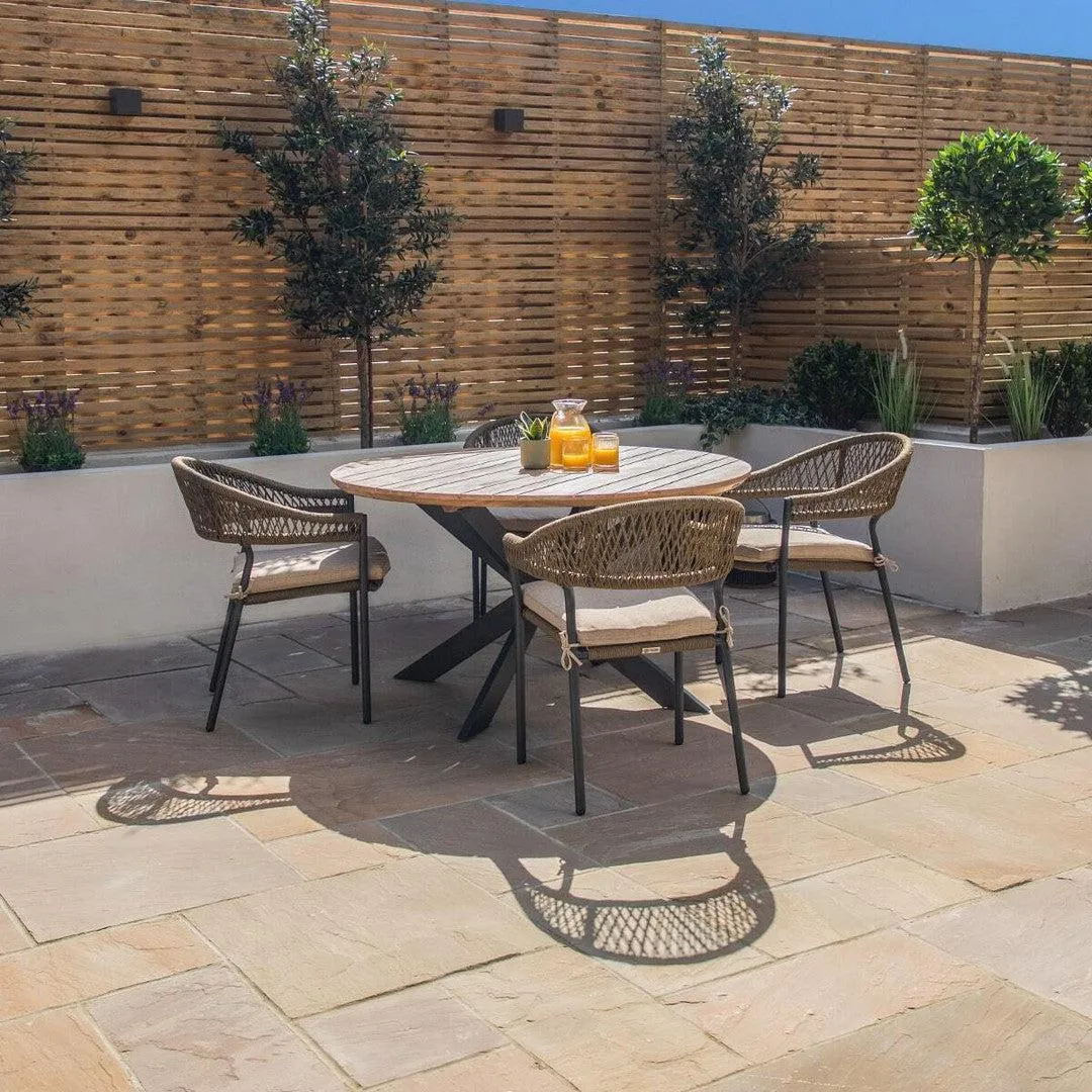Bali Rope Weave 4 Seat Round Outdoor Dining Set