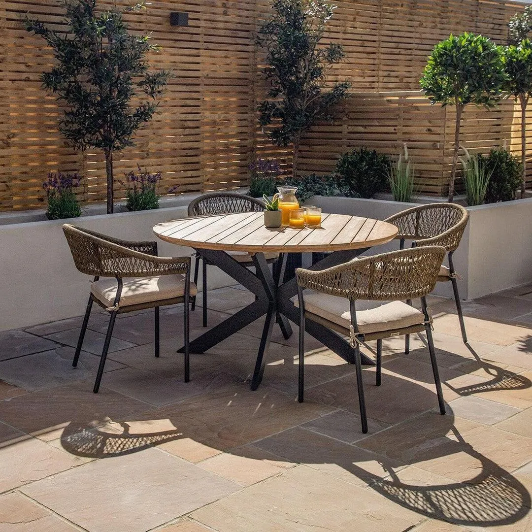 Bali Rope Weave 4 Seat Round Outdoor Dining Set