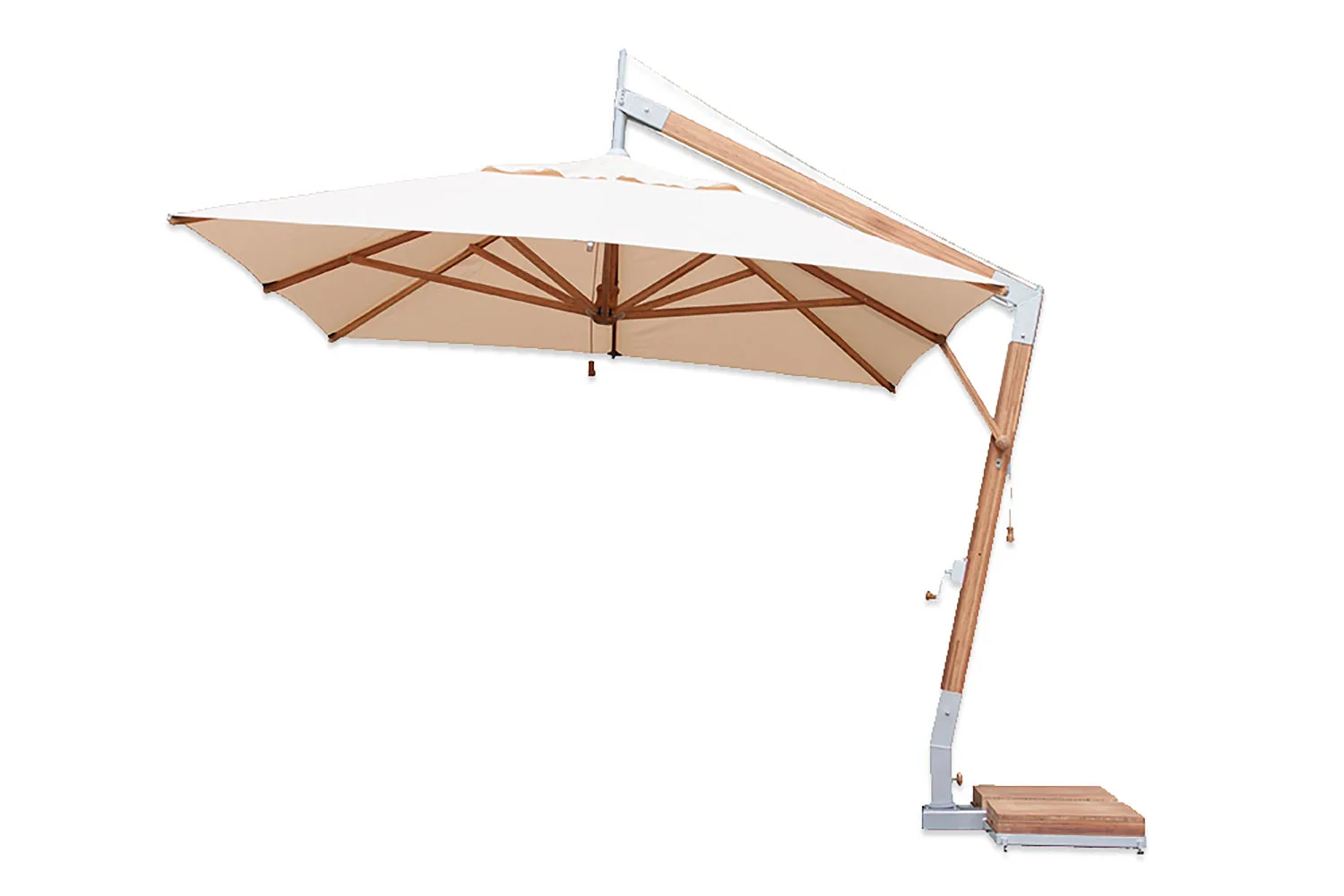 Bambrella 10' x 13' Rectangular Levante Side Wind Bamboo Crank Lift Manual Tilt Cantilever Umbrella