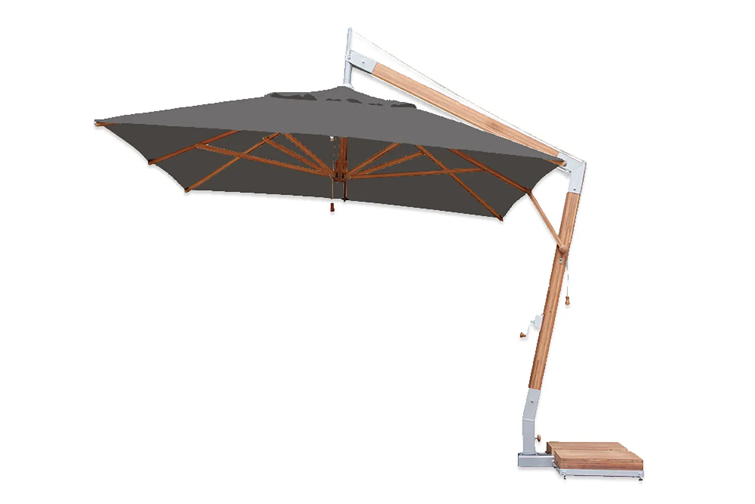 Bambrella 10' x 13' Rectangular Levante Side Wind Bamboo Crank Lift Manual Tilt Cantilever Umbrella