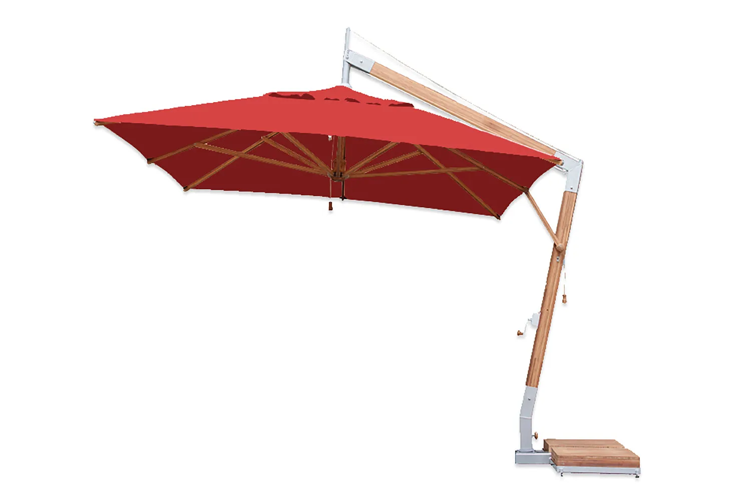 Bambrella 10' x 13' Rectangular Levante Side Wind Bamboo Crank Lift Manual Tilt Cantilever Umbrella