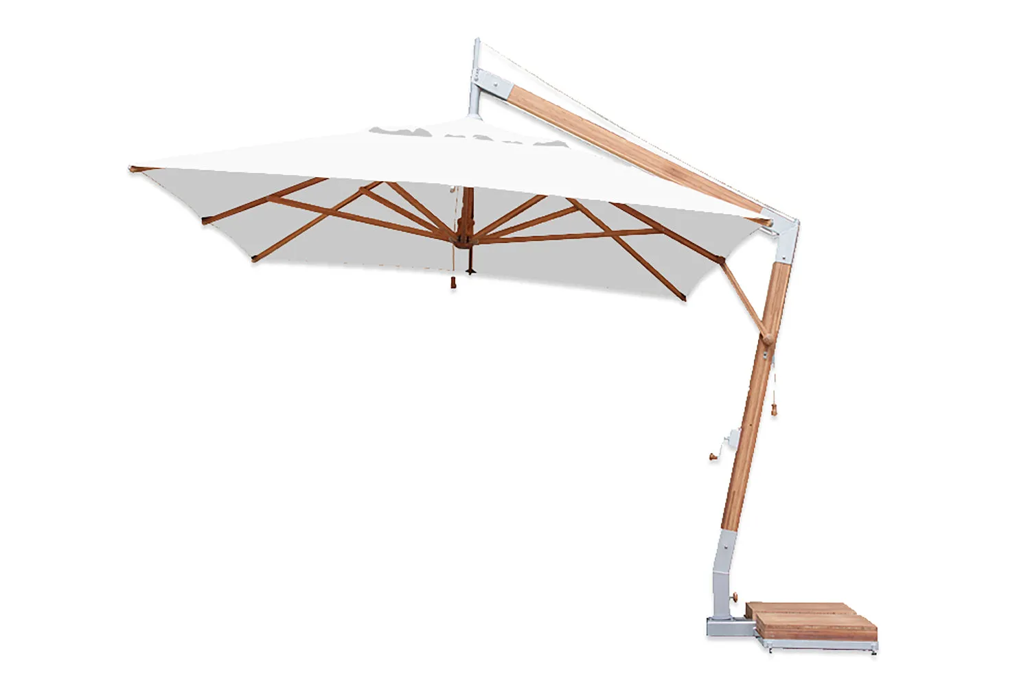 Bambrella 10' x 13' Rectangular Levante Side Wind Bamboo Crank Lift Manual Tilt Cantilever Umbrella