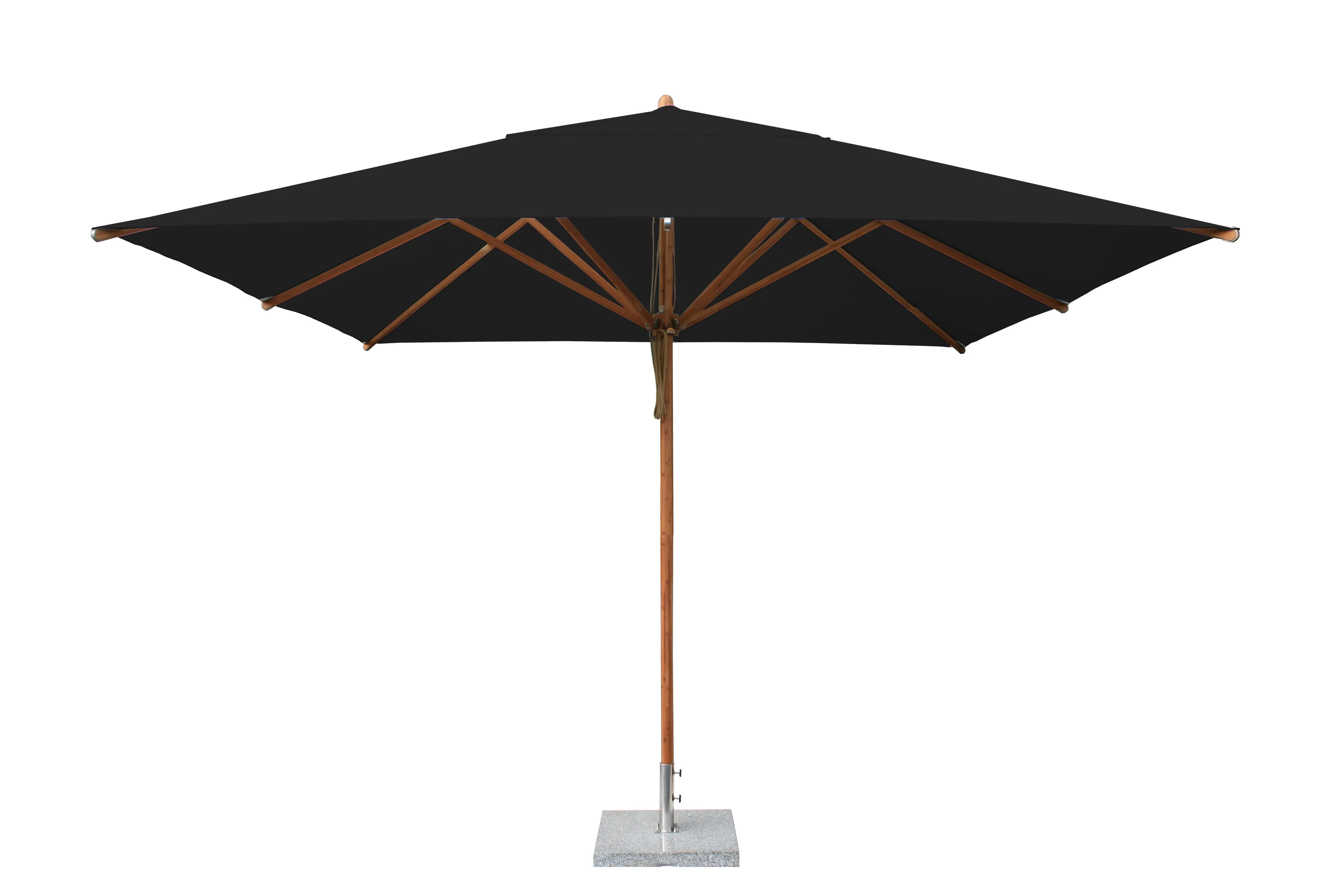 Bambrella 11' x 11' Square Levante Bamboo Pulley Lift No Tilt Umbrella