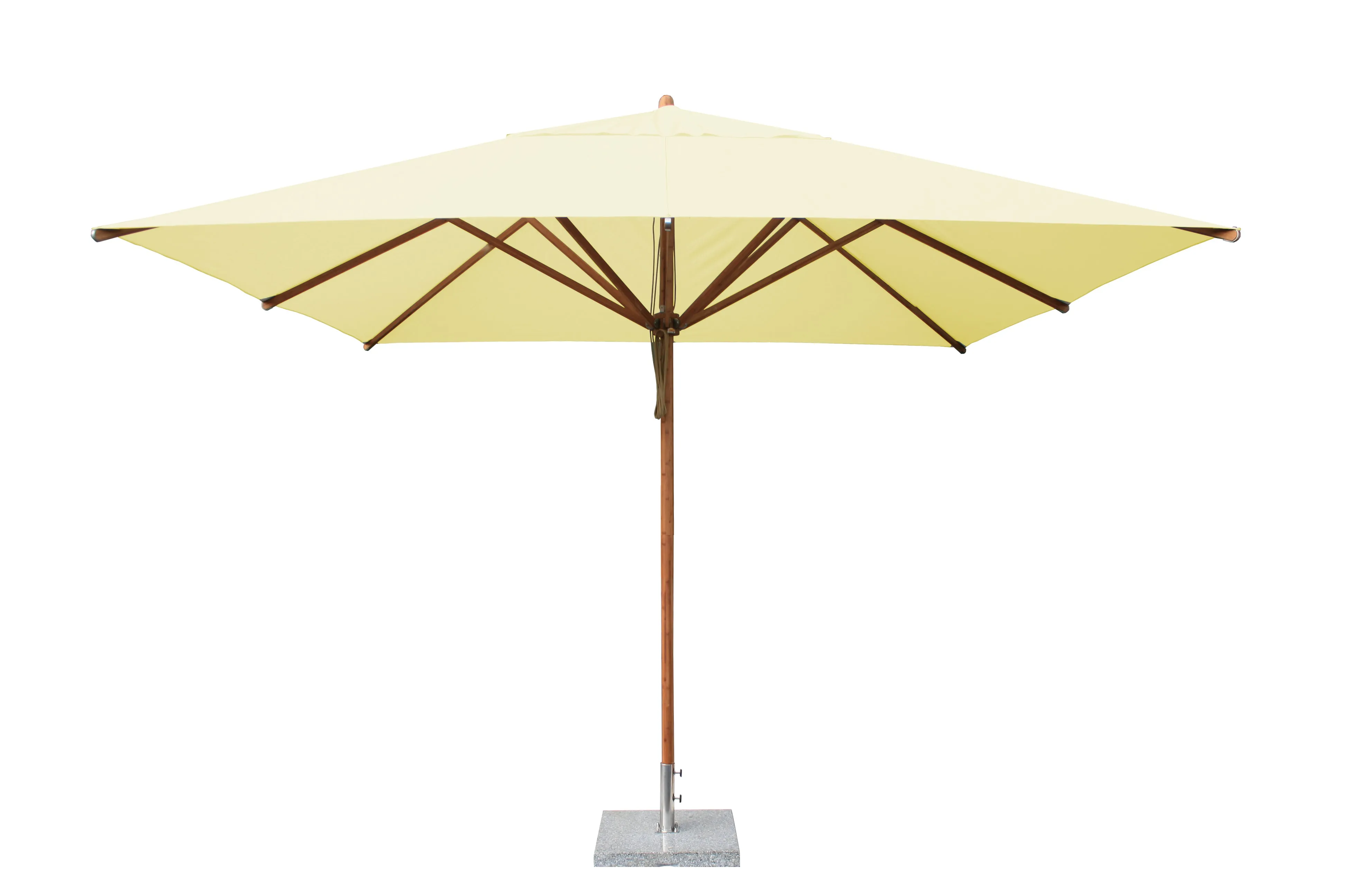 Bambrella 11' x 11' Square Levante Bamboo Pulley Lift No Tilt Umbrella