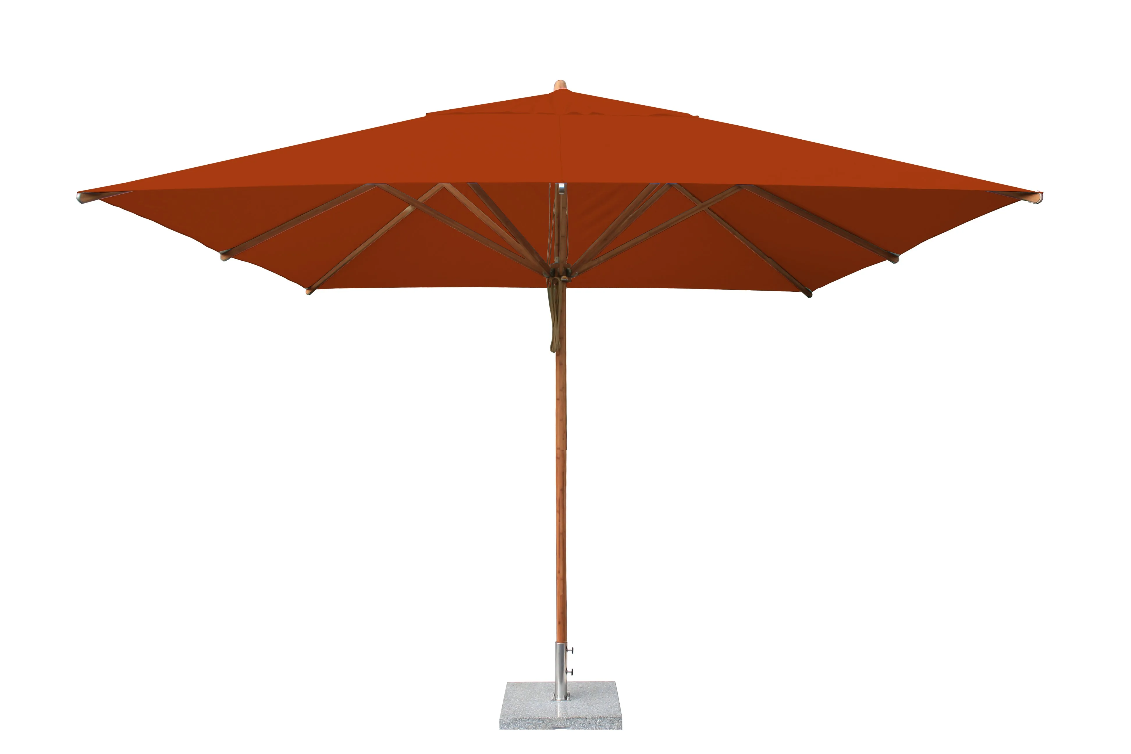 Bambrella 11' x 11' Square Levante Bamboo Pulley Lift No Tilt Umbrella