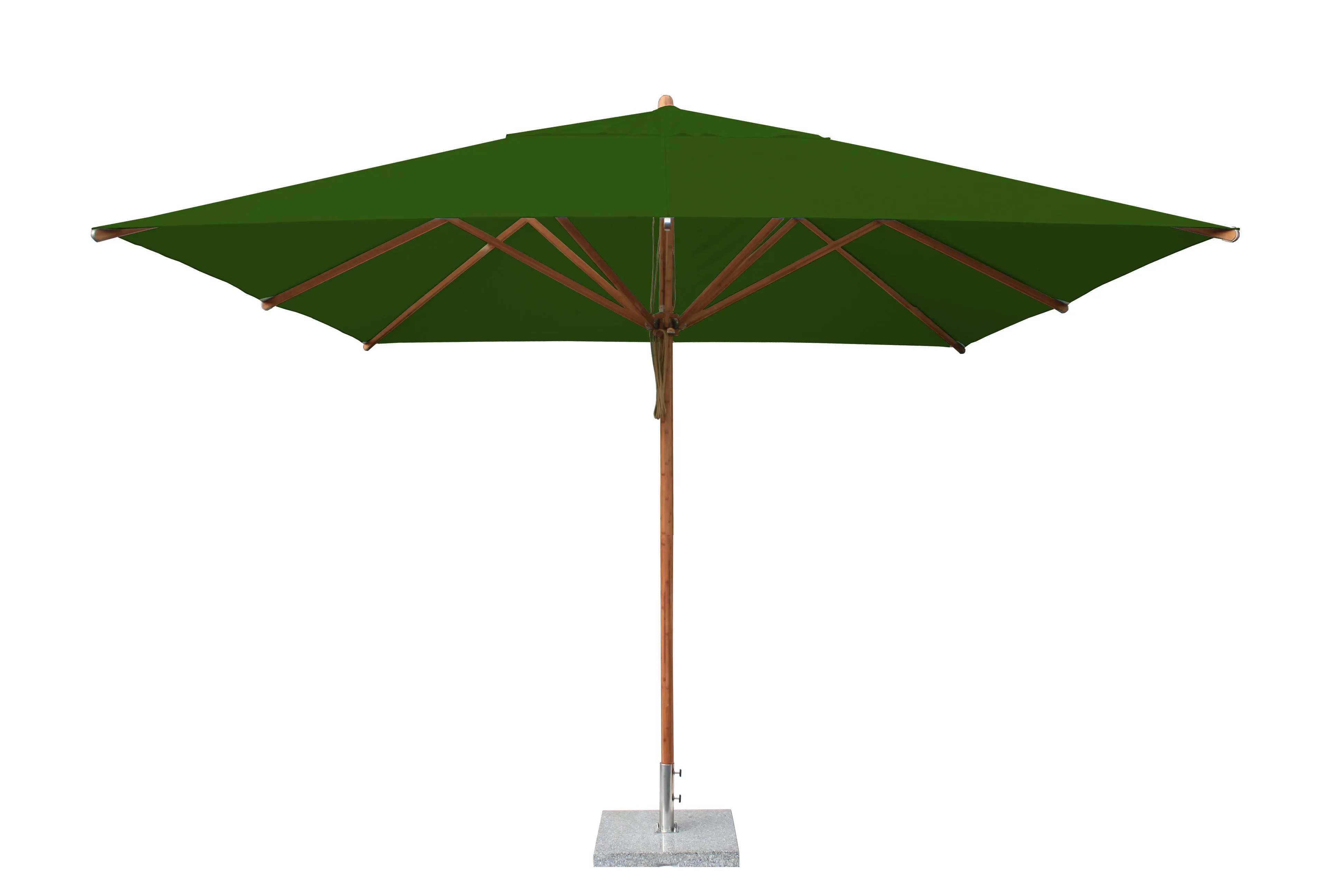 Bambrella 11' x 11' Square Levante Bamboo Pulley Lift No Tilt Umbrella