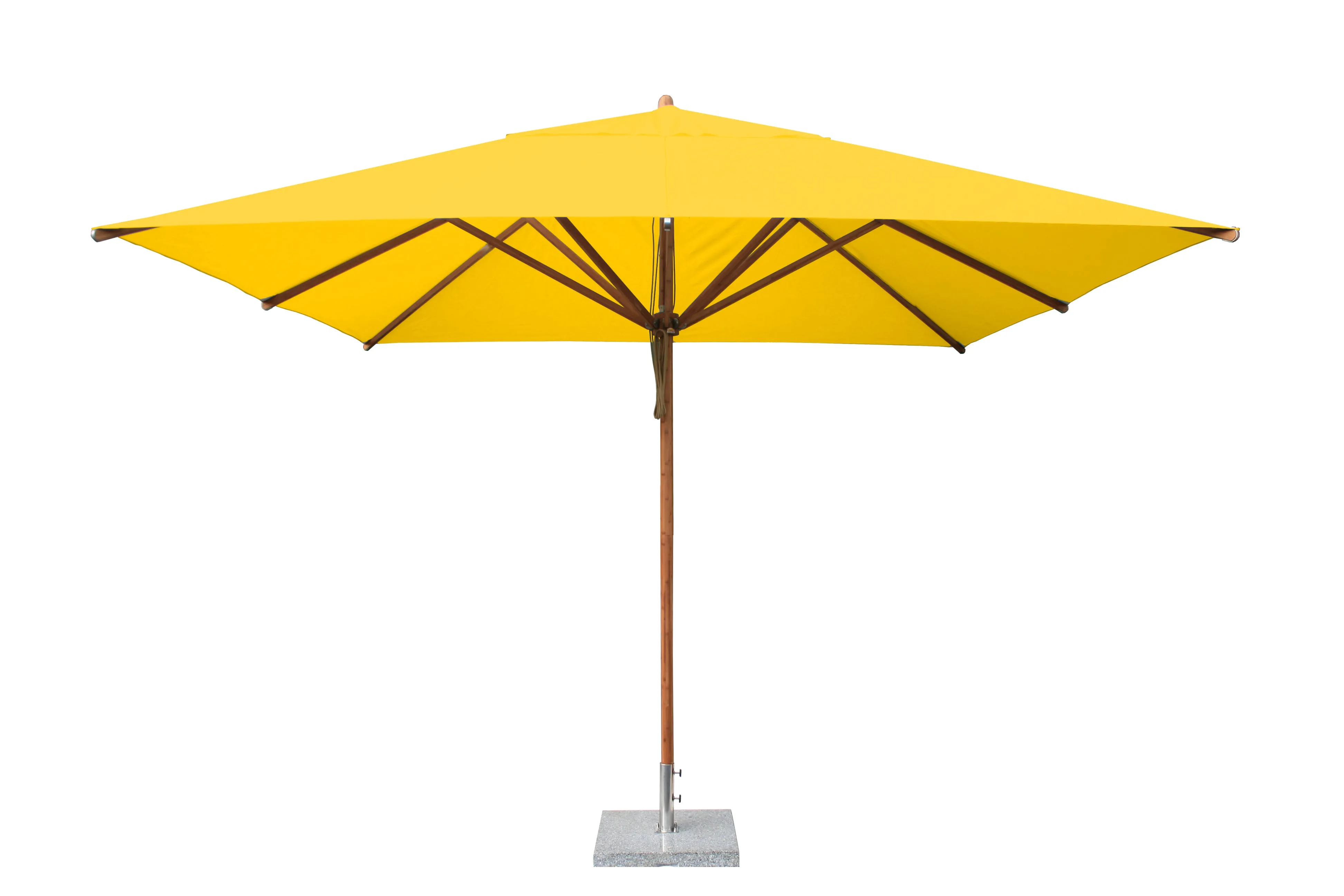 Bambrella 11' x 11' Square Levante Bamboo Pulley Lift No Tilt Umbrella