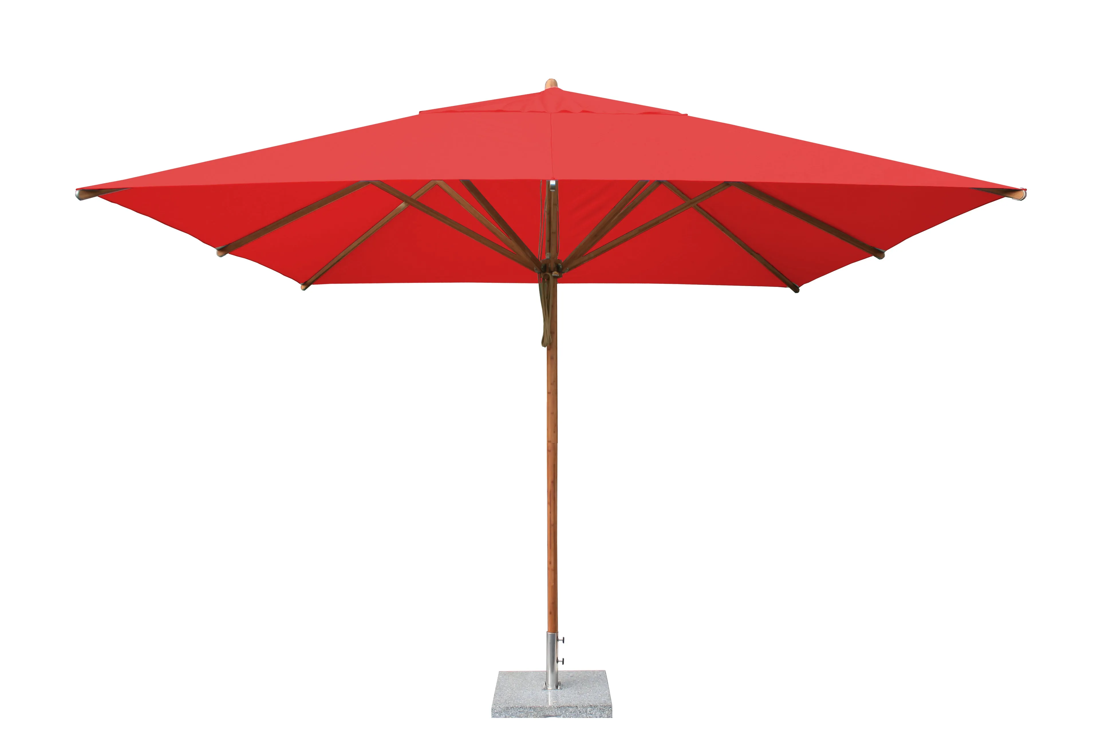 Bambrella 11' x 11' Square Levante Bamboo Pulley Lift No Tilt Umbrella