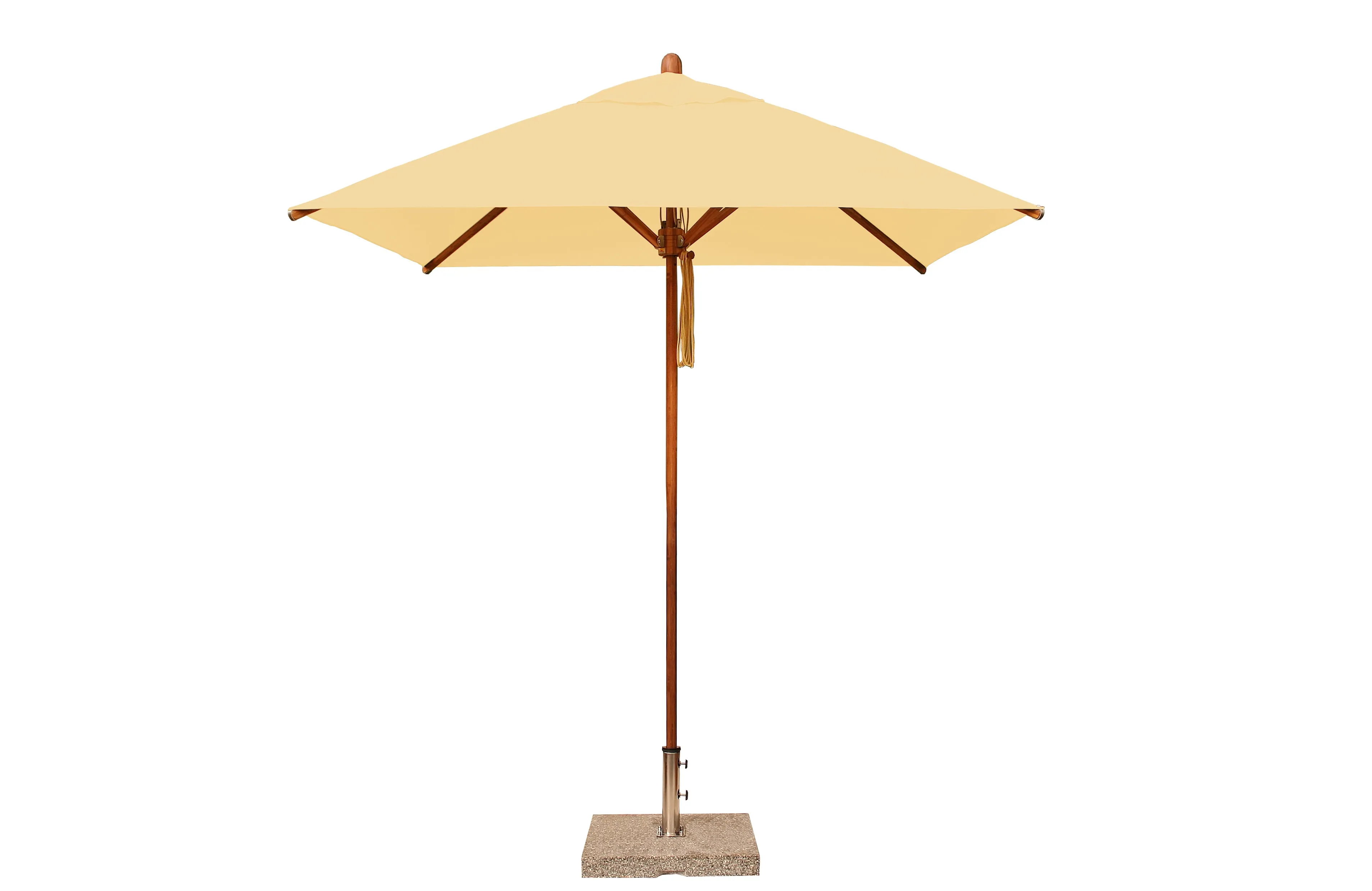 Bambrella 7' x 7' Square Levante Bamboo Pulley Lift No Tilt Umbrella