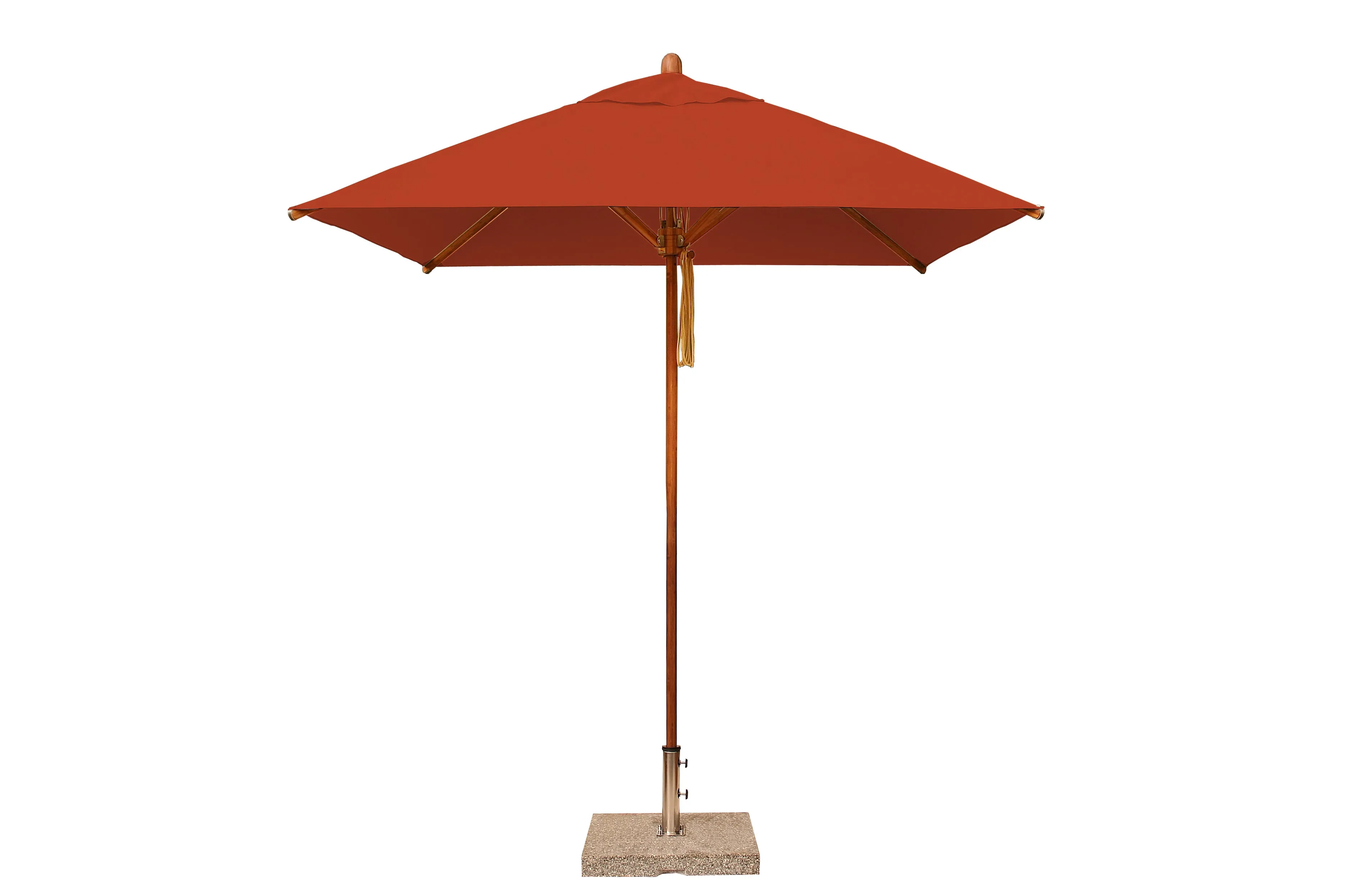Bambrella 7' x 7' Square Levante Bamboo Pulley Lift No Tilt Umbrella