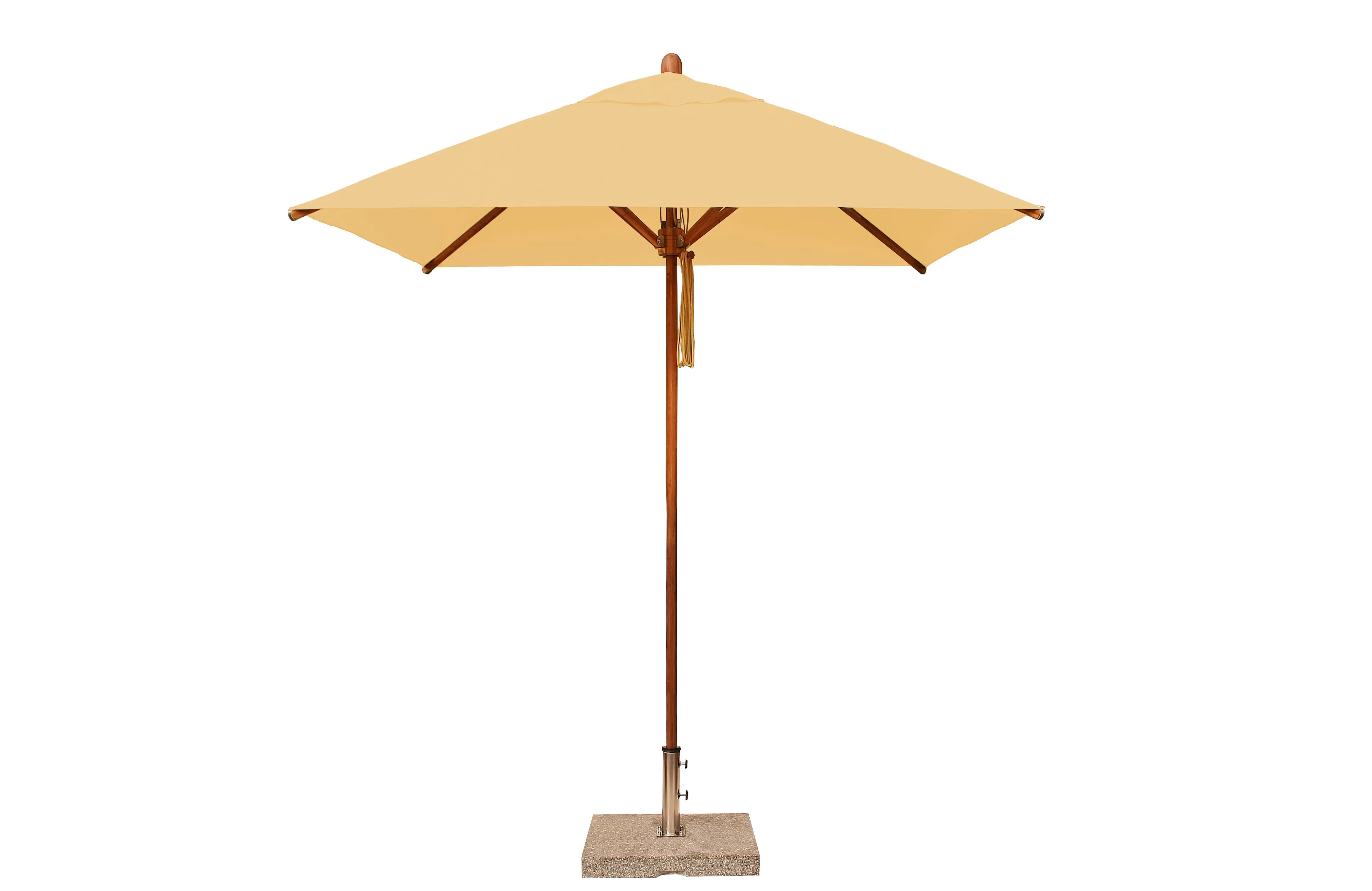 Bambrella 7' x 7' Square Levante Bamboo Pulley Lift No Tilt Umbrella