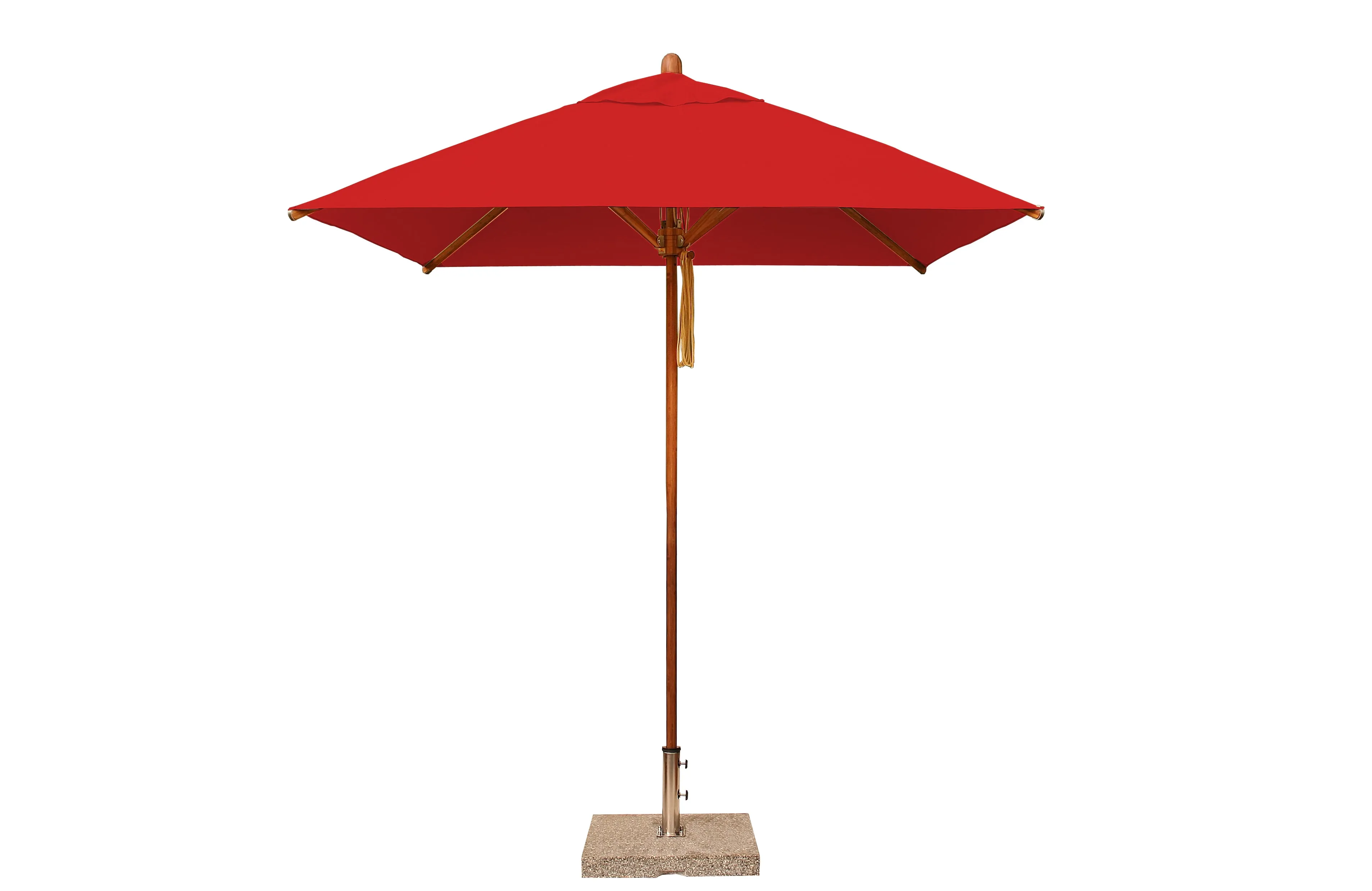 Bambrella 7' x 7' Square Levante Bamboo Pulley Lift No Tilt Umbrella