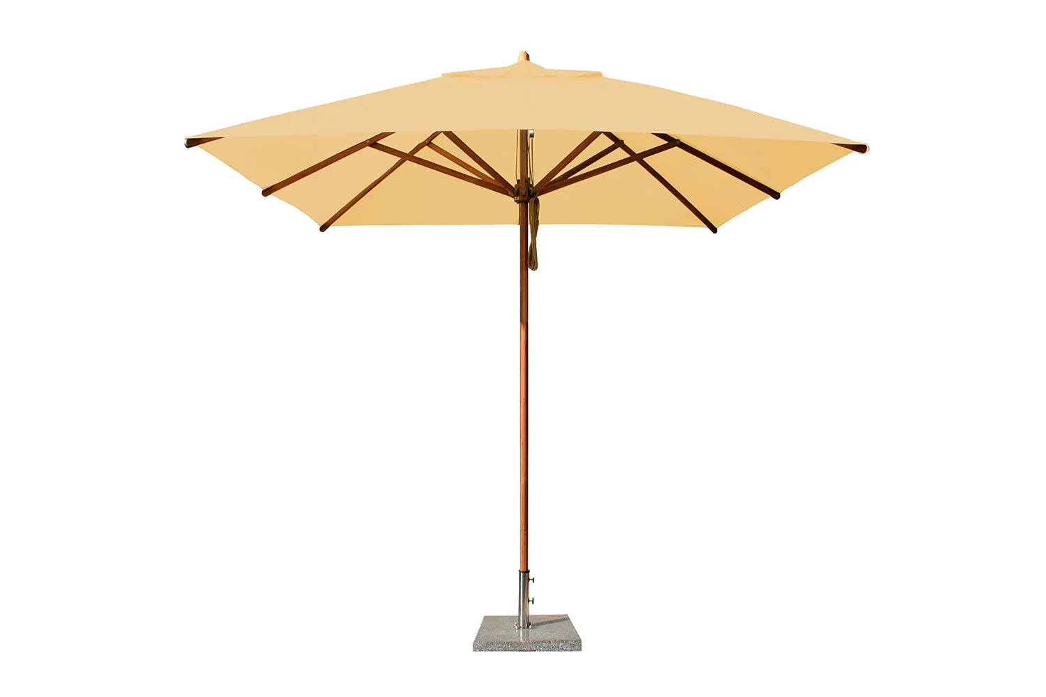 Bambrella 8.5' x 8.5' Square Levante Bamboo Pulley Lift No Tilt Umbrella