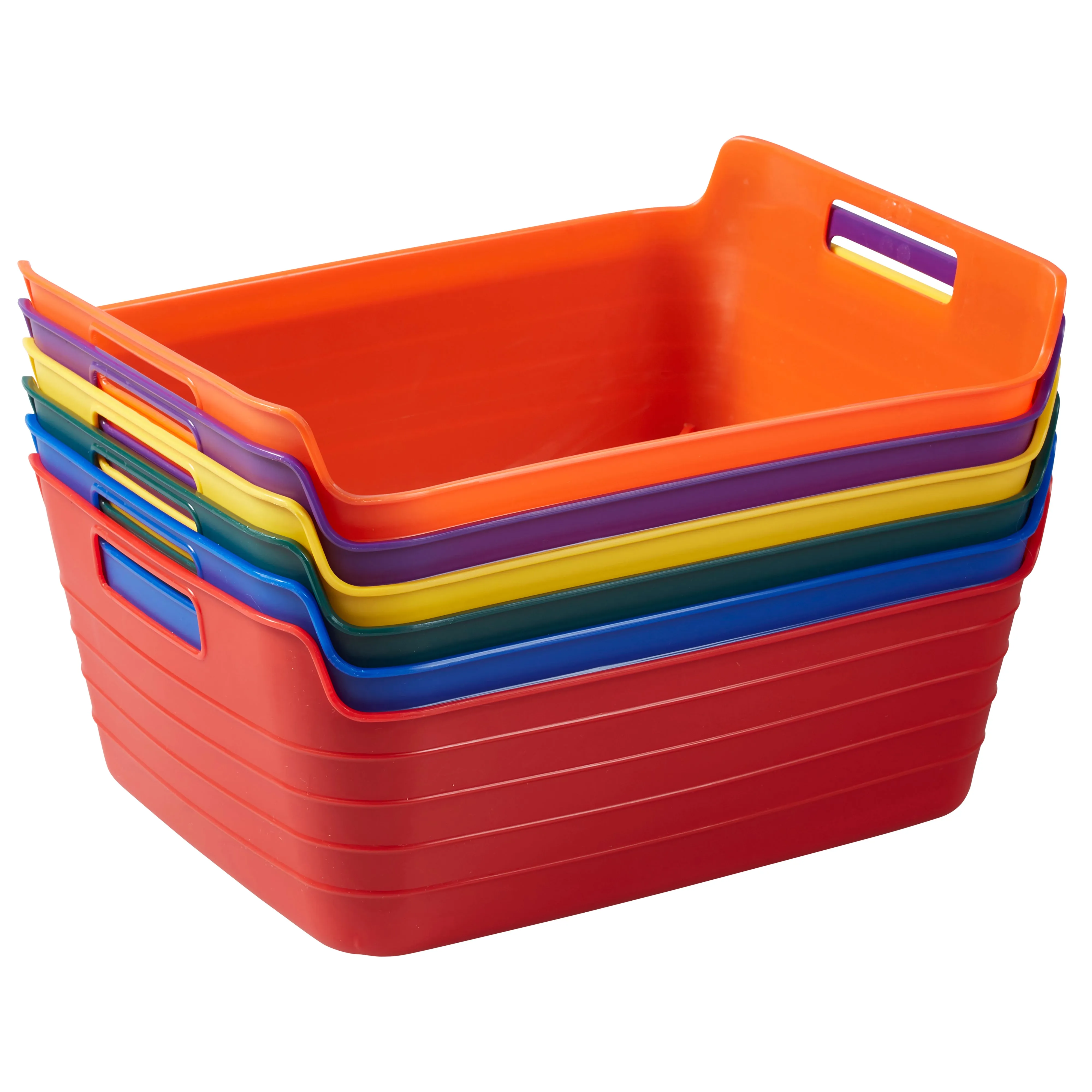 Bendi-Bins with Handles, Flexible Plastic Storage Baskets, 13in x 10in, 6-Piece
