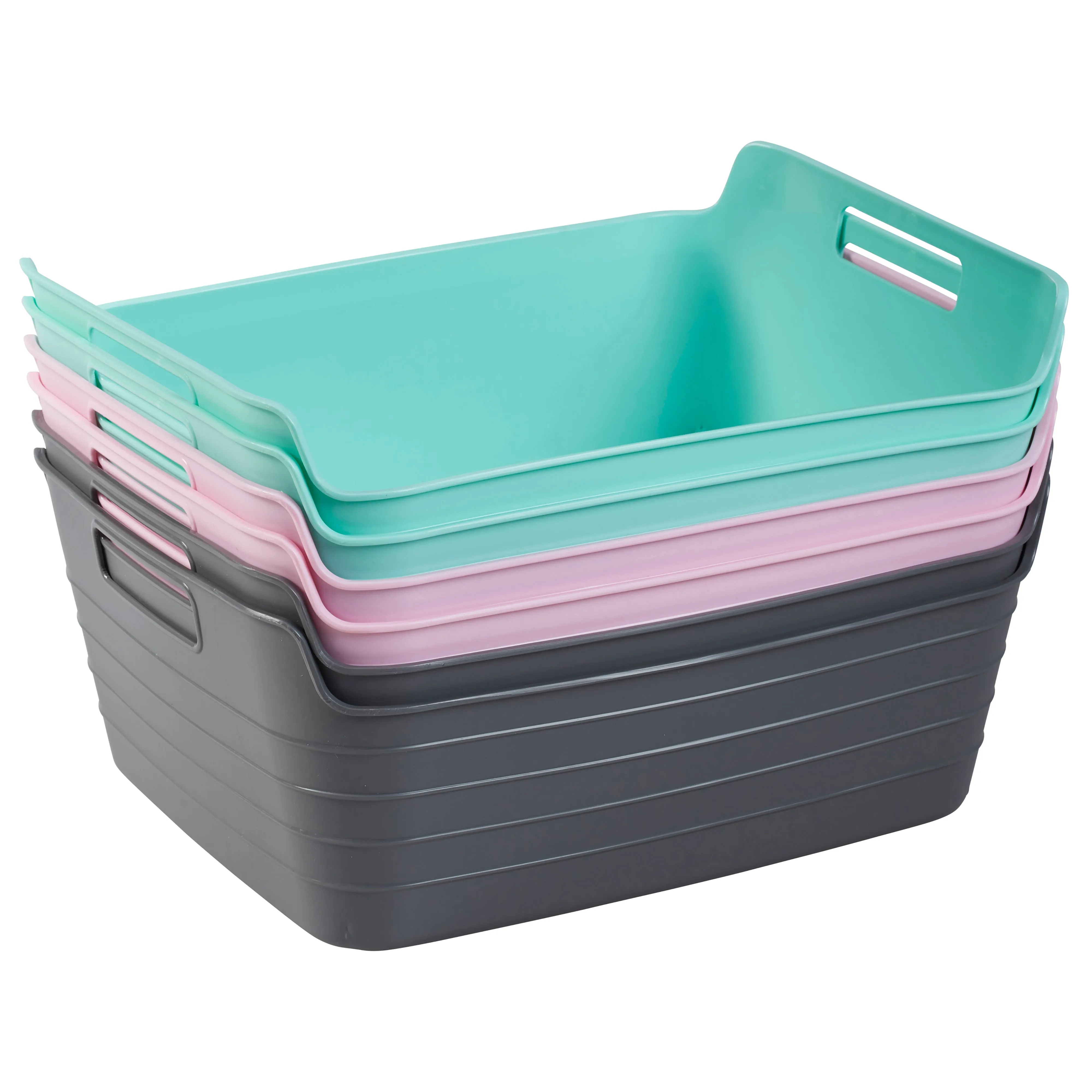 Bendi-Bins with Handles, Flexible Plastic Storage Baskets, 13in x 10in, 6-Piece