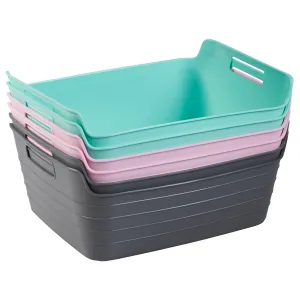 Bendi-Bins with Handles, Flexible Plastic Storage Baskets, 13in x 10in, 6-Piece