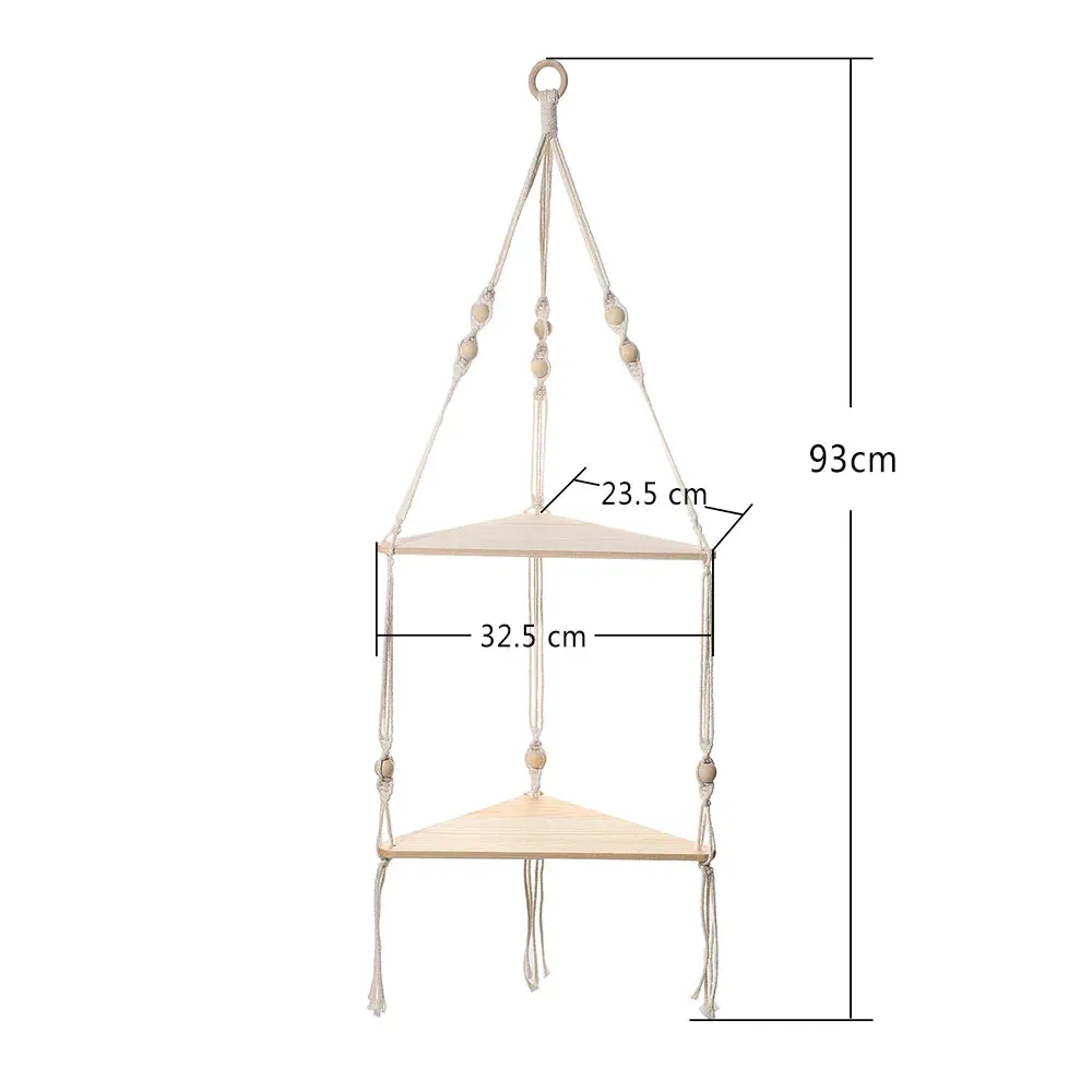 Boho Wood Floating Shelf for Corner Decor
