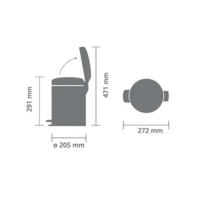 Brabantia NewIcon Pedal Bin - 5L - Matt Steel