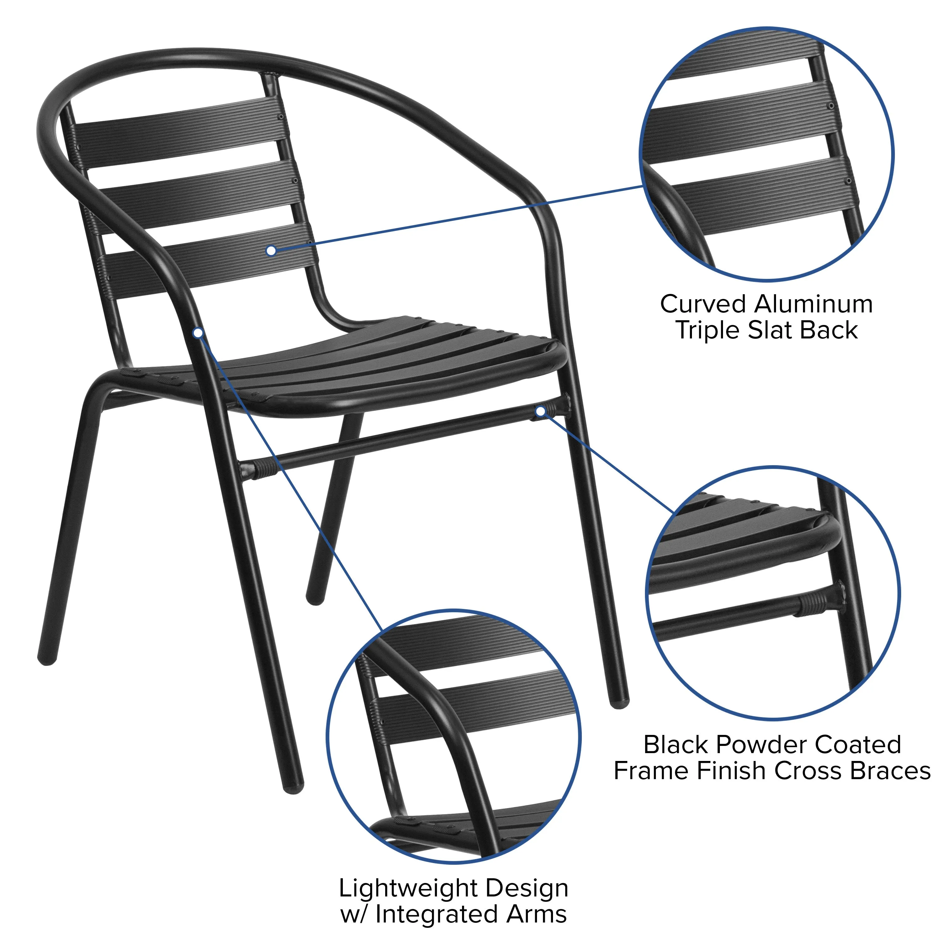 Brazos 7 Piece Outdoor Patio Dining Set - Tempered Glass Patio Table, 6 Flex Comfort Stack Chairs