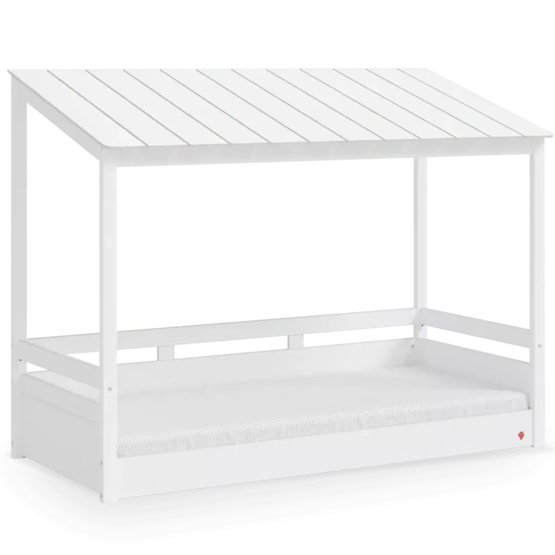 Cilek Montes White Bed with Wooden Roof (90x200 Cm)