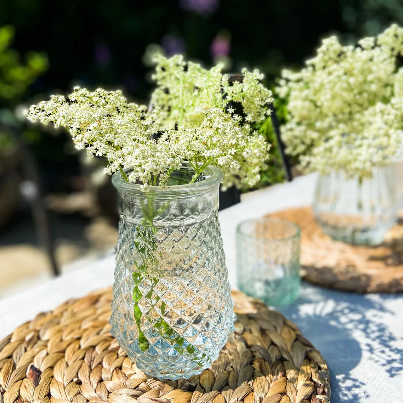 Clear Glass Textured Vases 17cm - Set of 3 Assorted Wedding Vases