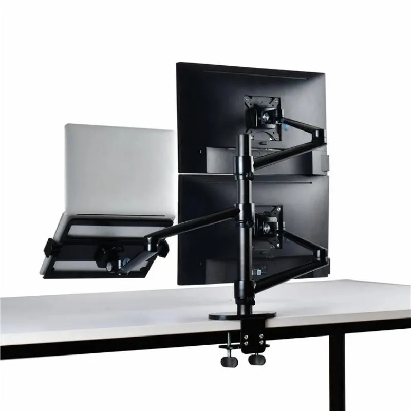 Clip-on Desktop Stand Dual Computer Monitor Riser Bracket Laptop Holder