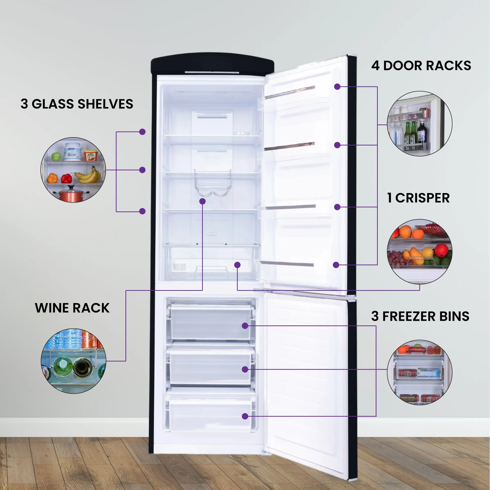 Conserv 24in RETRO BOTTOM MOUNT 11cf Refrigerator Fast Freeze 110V
