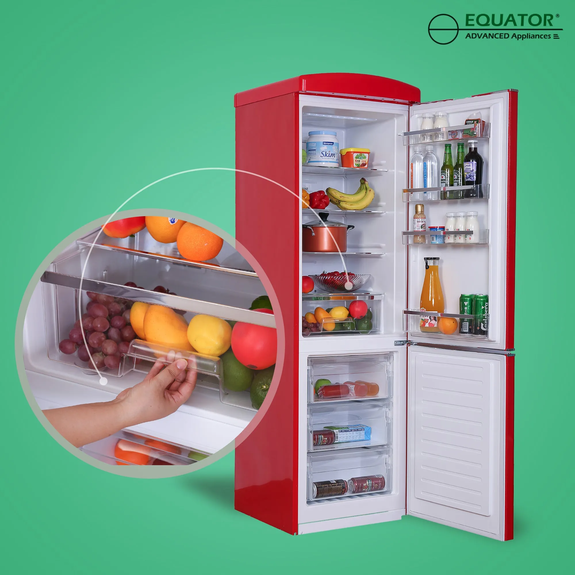 Conserv 24in RETRO BOTTOM MOUNT 11cf Refrigerator Fast Freeze 110V