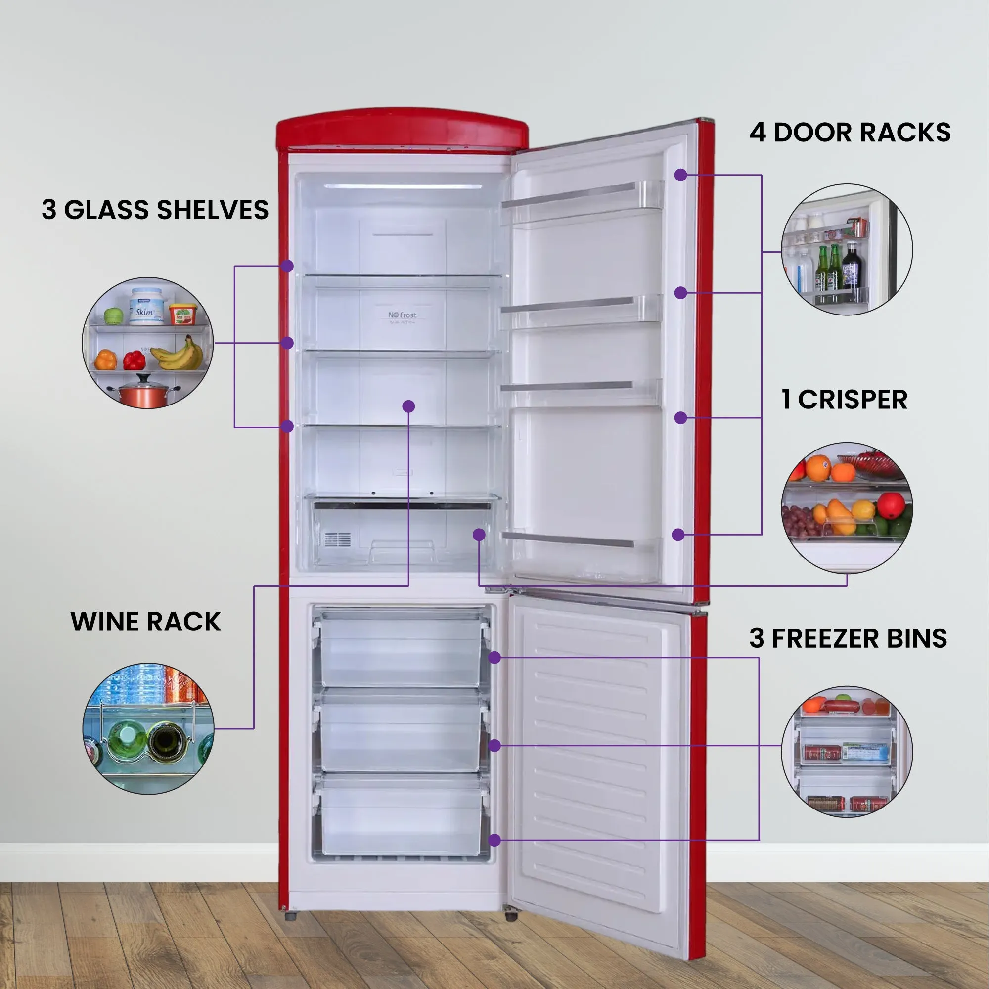 Conserv 24in RETRO BOTTOM MOUNT 11cf Refrigerator Fast Freeze 110V