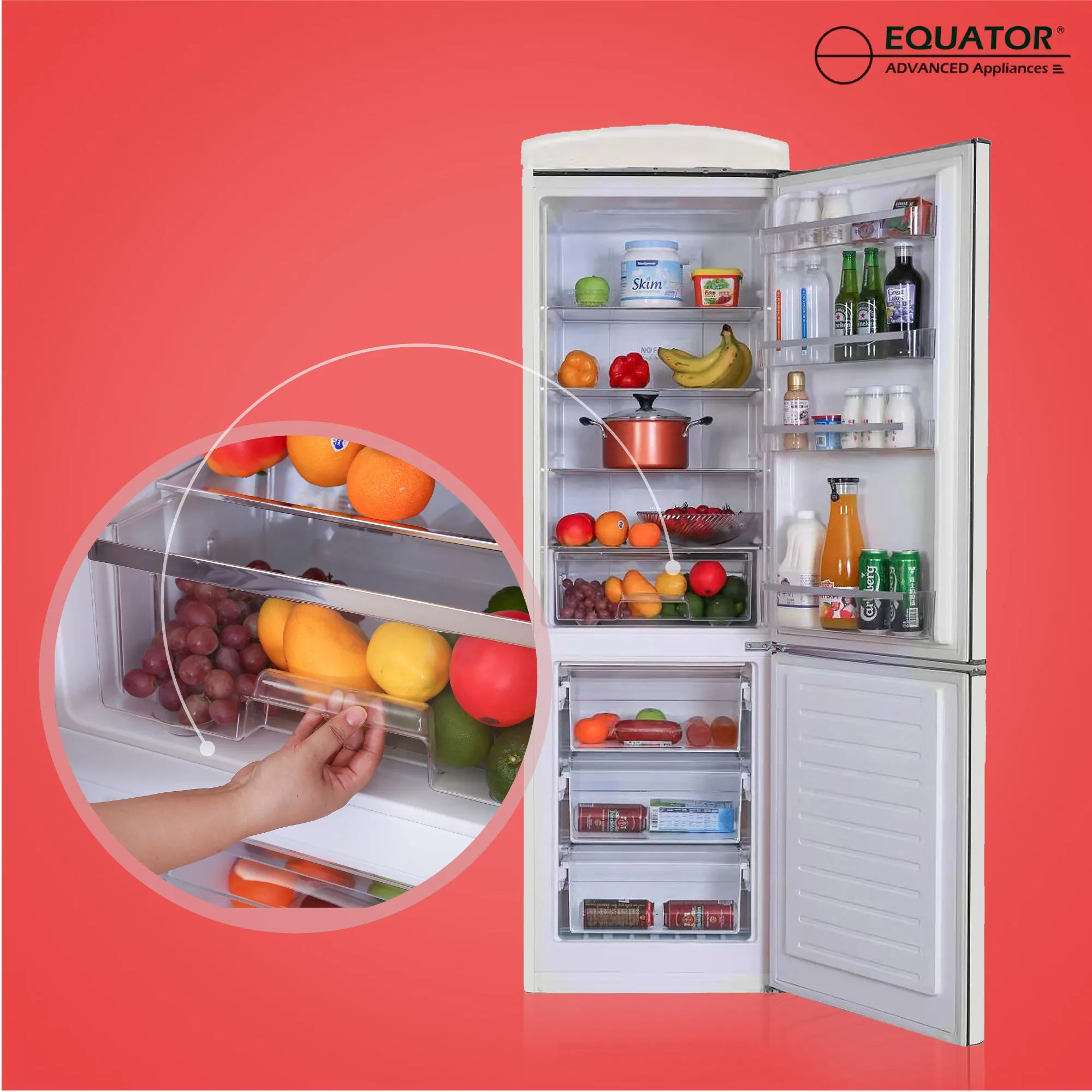 Conserv 24in RETRO BOTTOM MOUNT 11cf Refrigerator Fast Freeze 110V