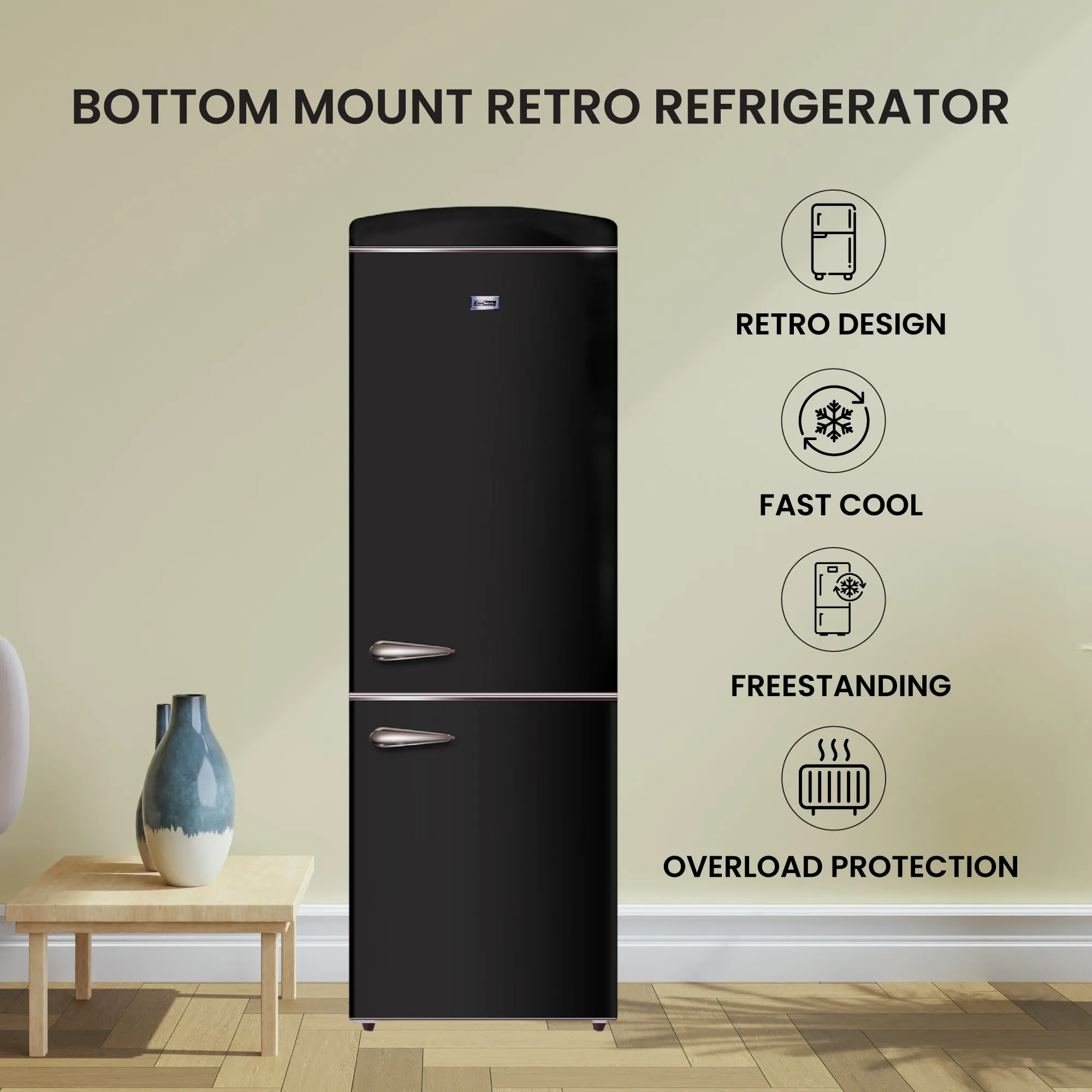 Conserv 24in RETRO BOTTOM MOUNT 11cf Refrigerator Fast Freeze 110V