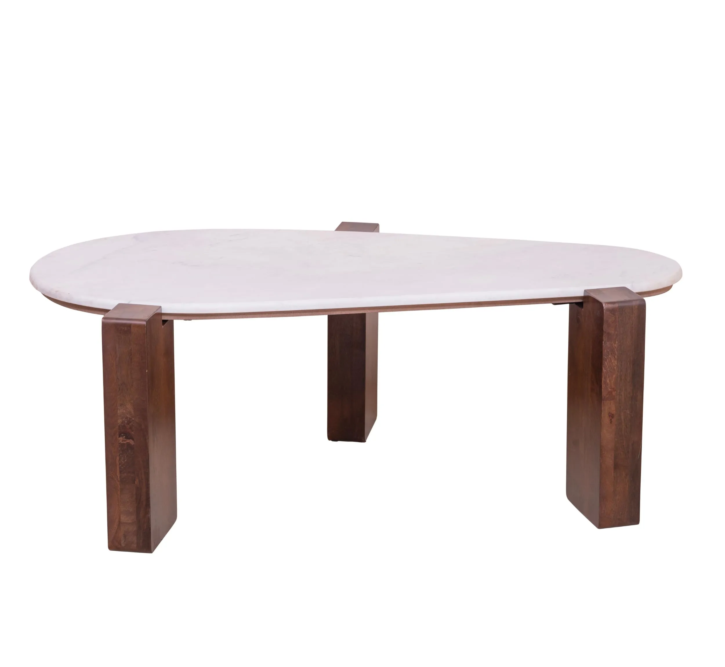 **CORSICA DESIGNS | Modern Abstract Coffee Table | Stylish Centre Table for Living Room & Bedroom | 100% Solid Wood Base with Elegant Toughened White Marble Top**