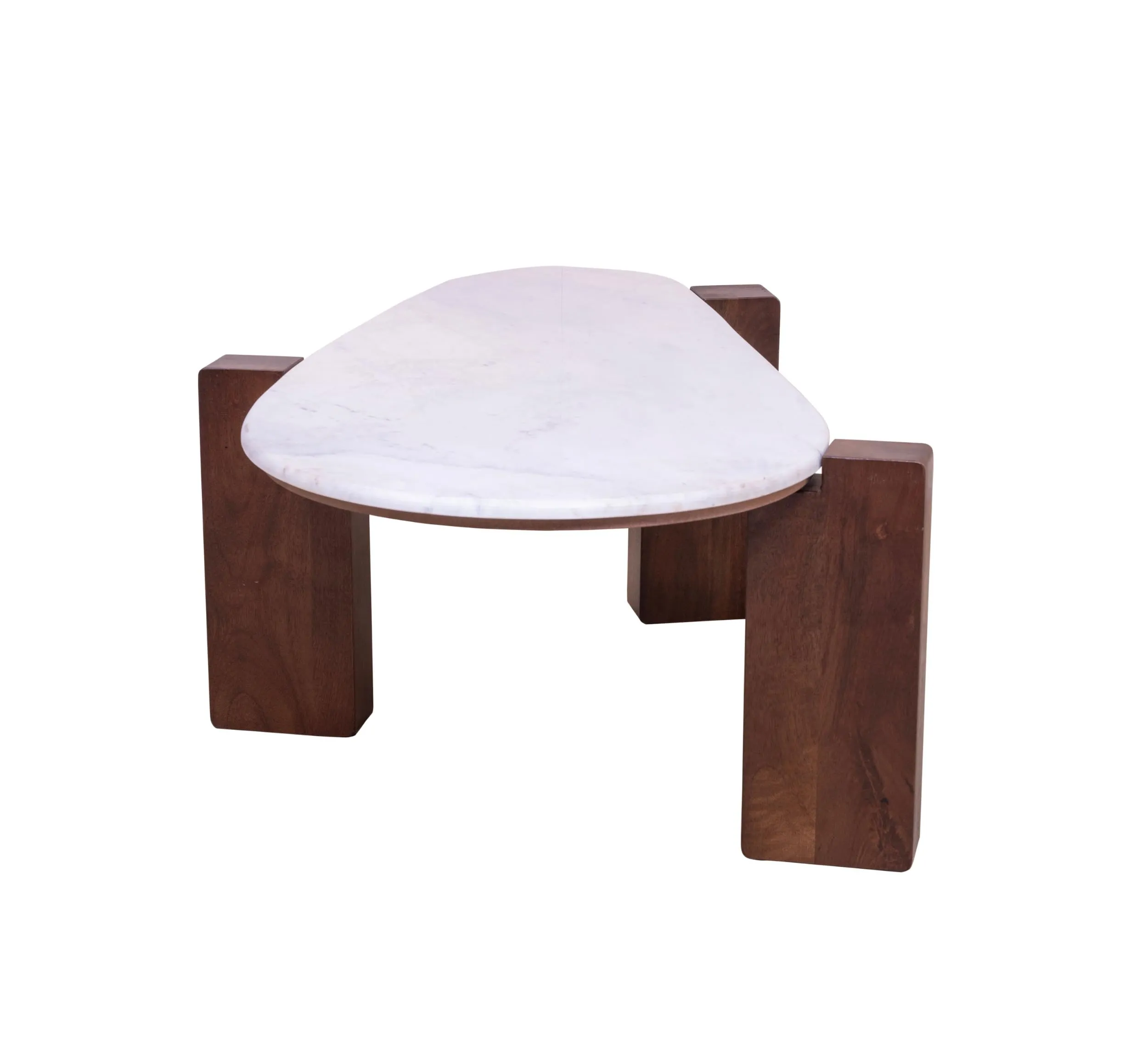 **CORSICA DESIGNS | Modern Abstract Coffee Table | Stylish Centre Table for Living Room & Bedroom | 100% Solid Wood Base with Elegant Toughened White Marble Top**