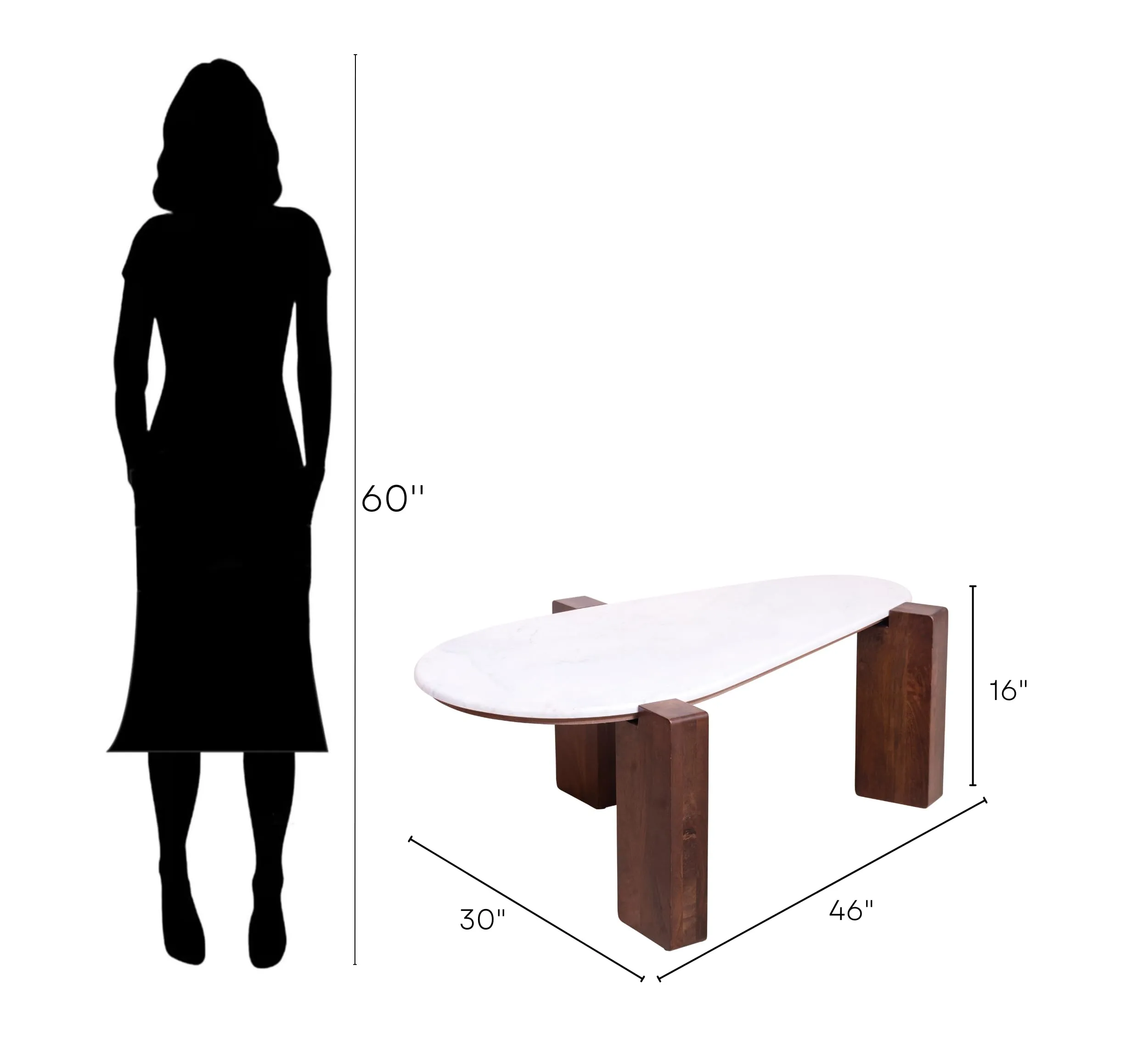 **CORSICA DESIGNS | Modern Abstract Coffee Table | Stylish Centre Table for Living Room & Bedroom | 100% Solid Wood Base with Elegant Toughened White Marble Top**