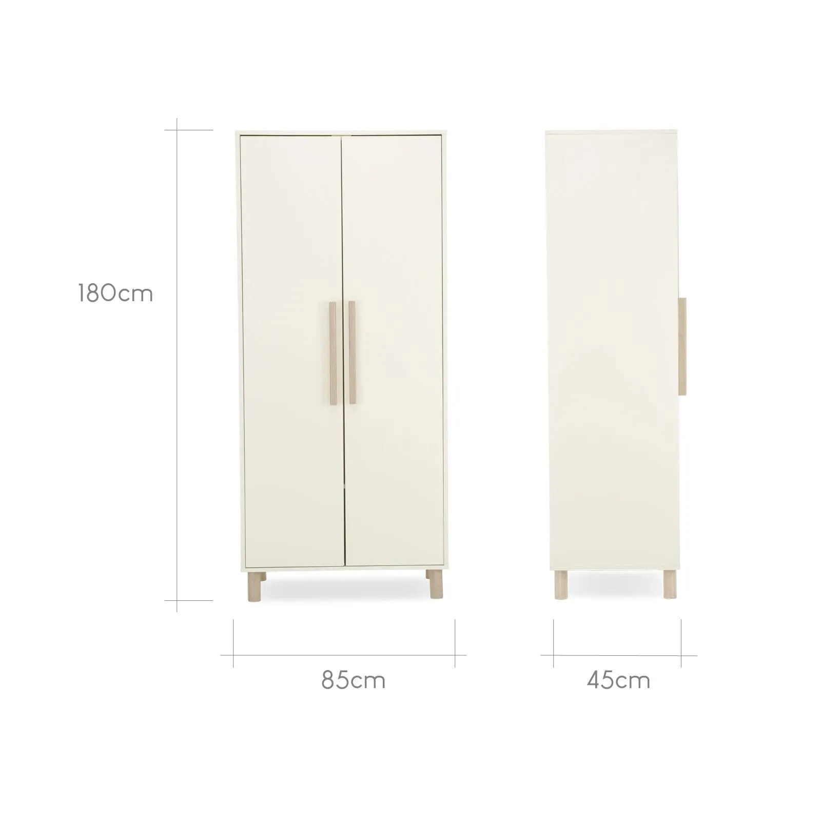Cuddle Co Harper Nursery Wardrobe | Cream & Ash