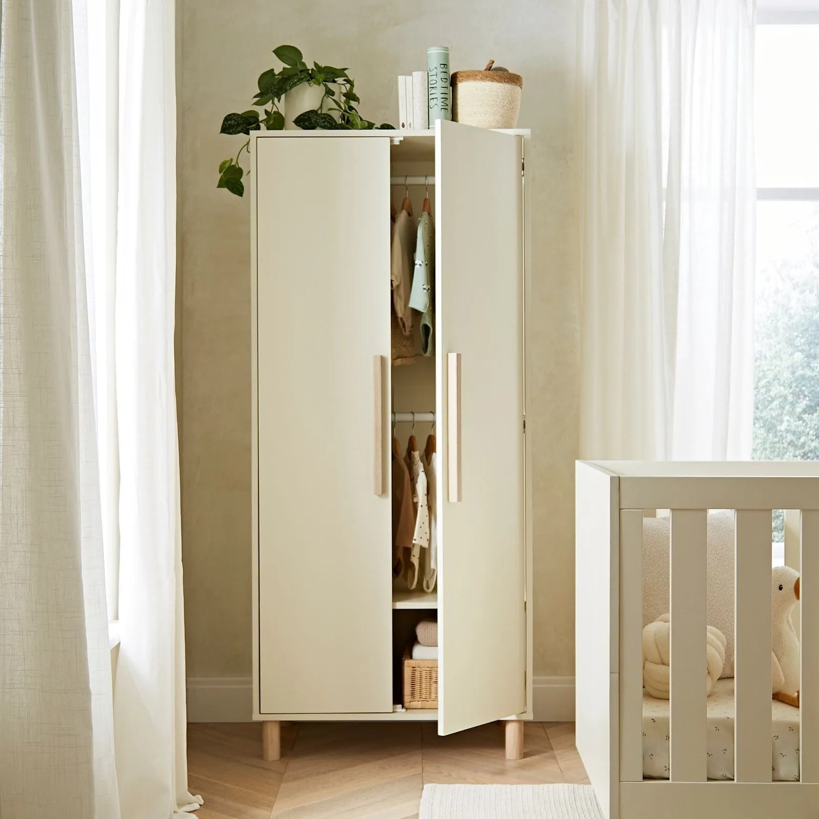 Cuddle Co Harper Nursery Wardrobe | Cream & Ash