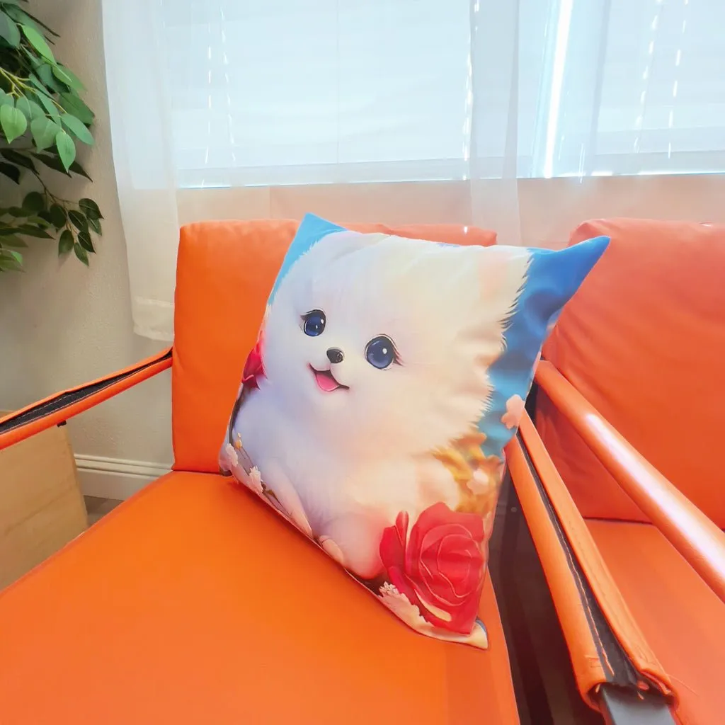 Cute Puppy Square Throw Pillows, 19x19 inches, Cover and Insert Included, Polyester Fabric, Zipper Closure