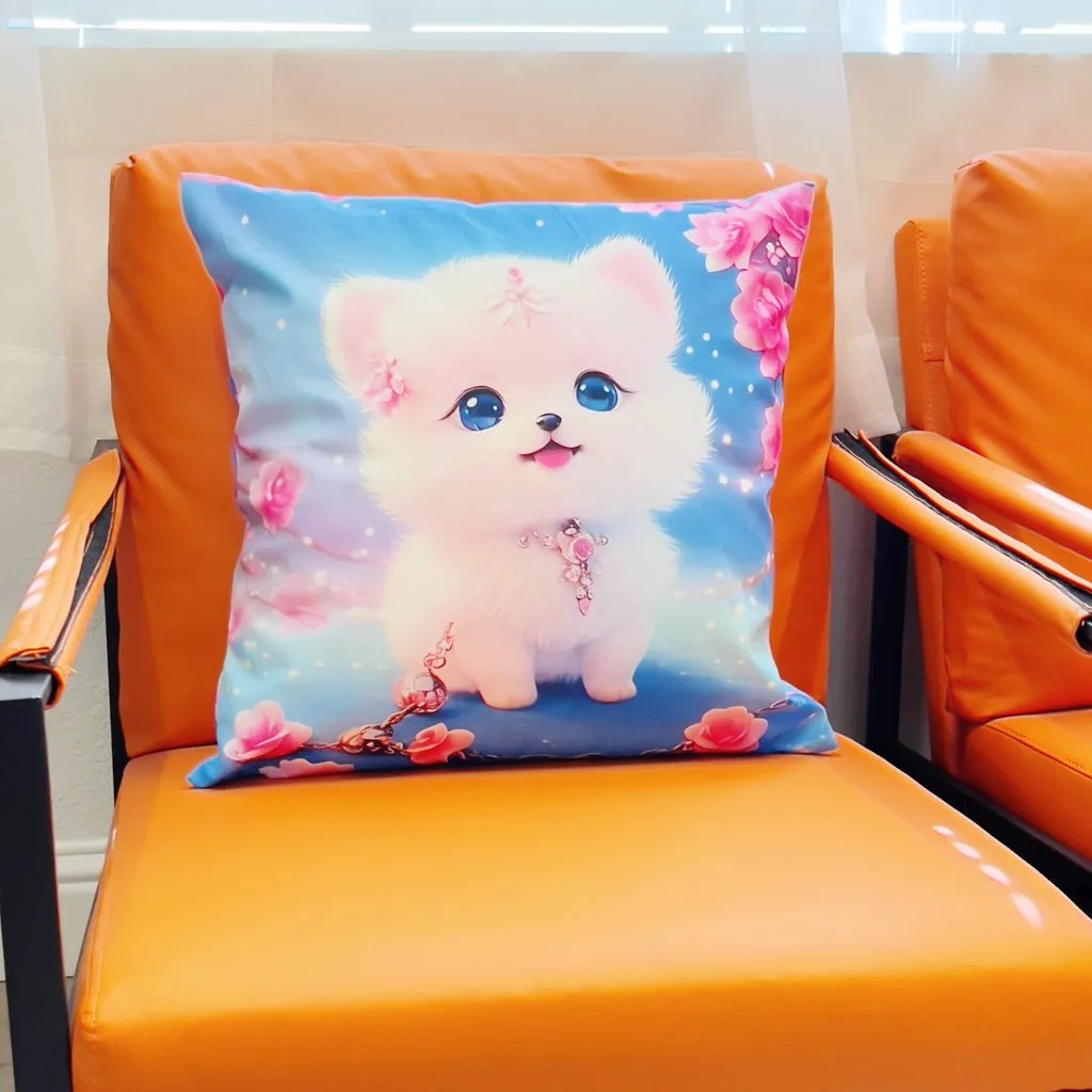 Cute Puppy Square Throw Pillows, 19x19 inches, Cover and Insert Included, Polyester Fabric, Zipper Closure