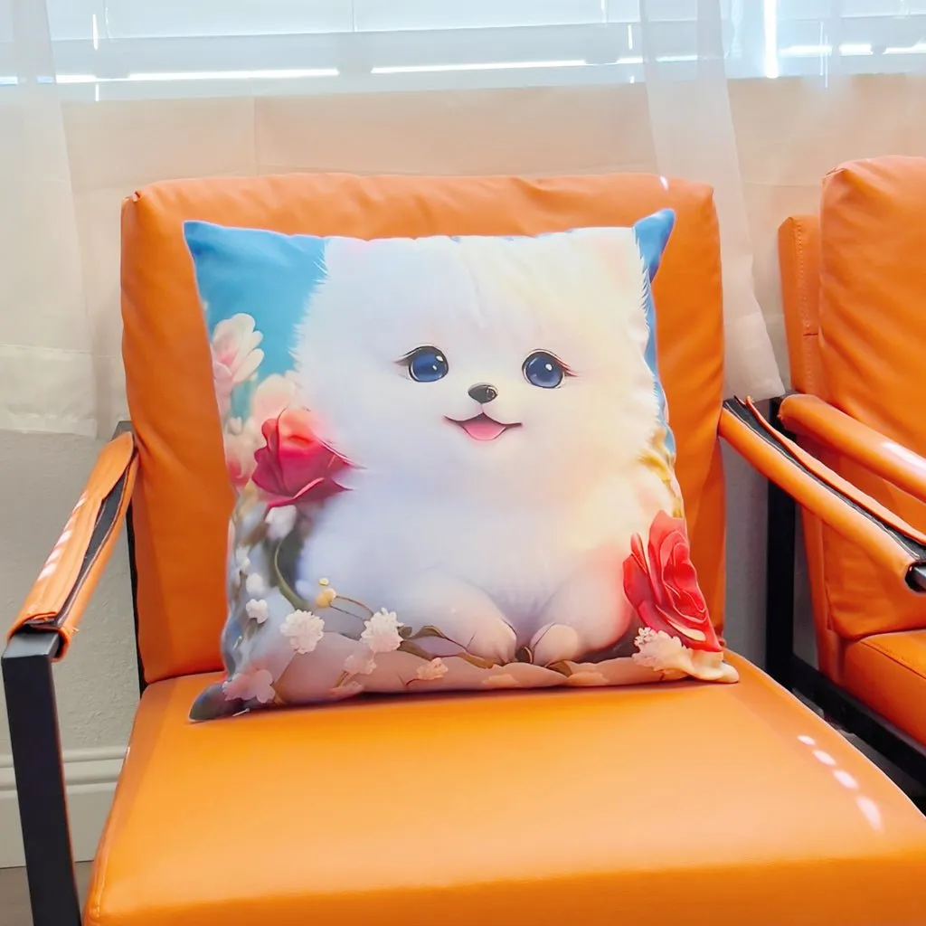 Cute Puppy Square Throw Pillows, 19x19 inches, Cover and Insert Included, Polyester Fabric, Zipper Closure
