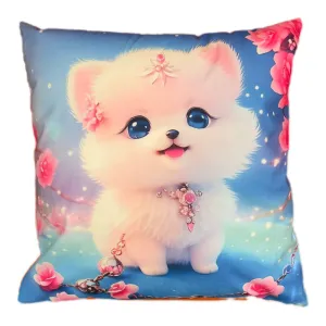 Cute Puppy Square Throw Pillows, 19x19 inches, Cover and Insert Included, Polyester Fabric, Zipper Closure