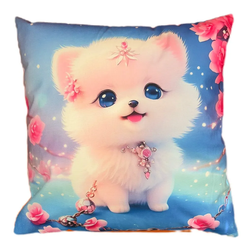 Cute Puppy Square Throw Pillows, 19x19 inches, Cover and Insert Included, Polyester Fabric, Zipper Closure