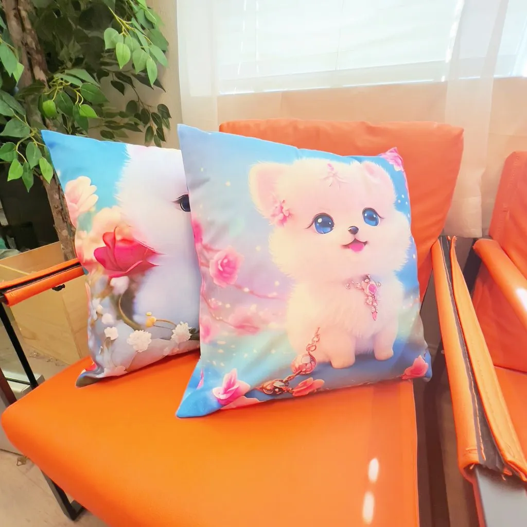 Cute Puppy Square Throw Pillows, 19x19 inches, Cover and Insert Included, Polyester Fabric, Zipper Closure