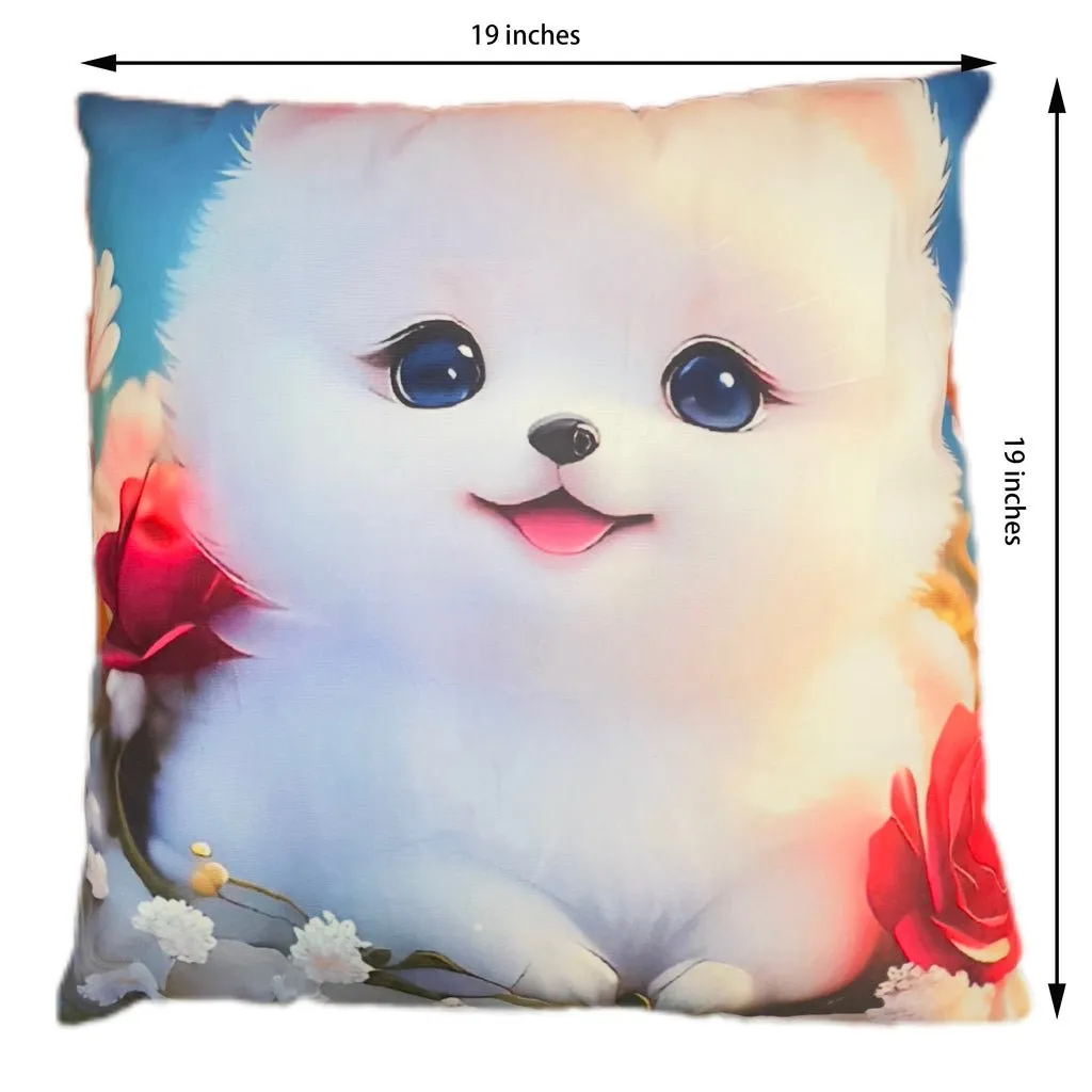 Cute Puppy Square Throw Pillows, 19x19 inches, Cover and Insert Included, Polyester Fabric, Zipper Closure