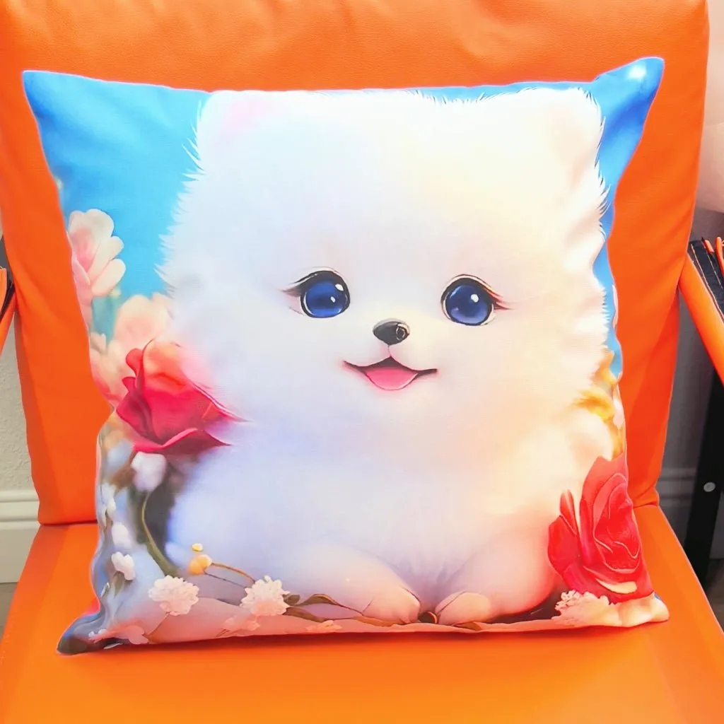 Cute Puppy Square Throw Pillows, 19x19 inches, Cover and Insert Included, Polyester Fabric, Zipper Closure